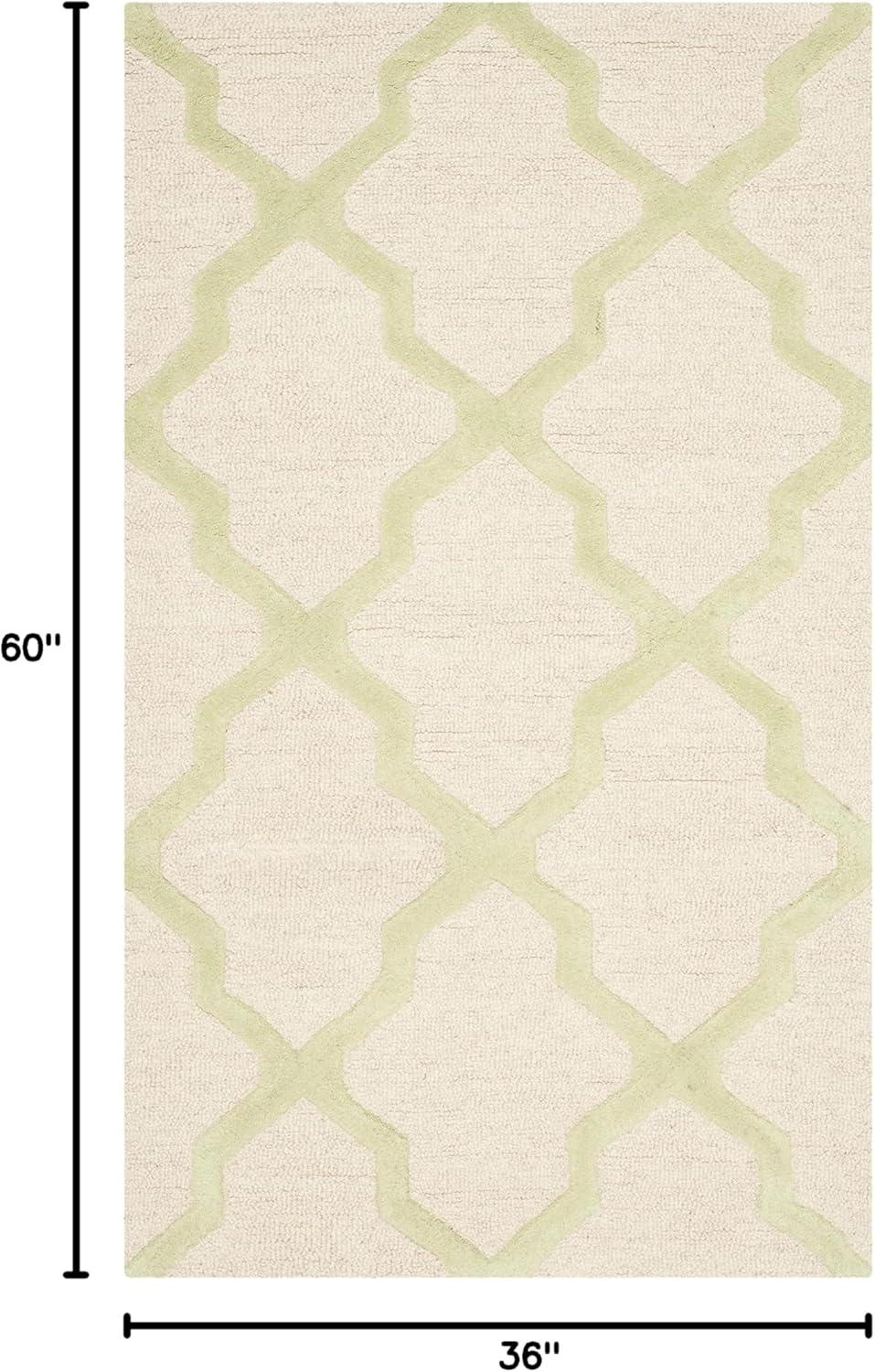 SAFAVIEH Cambridge Liam Geometric Wool Area Rug, Ivory/Light Green, 3' x 5'