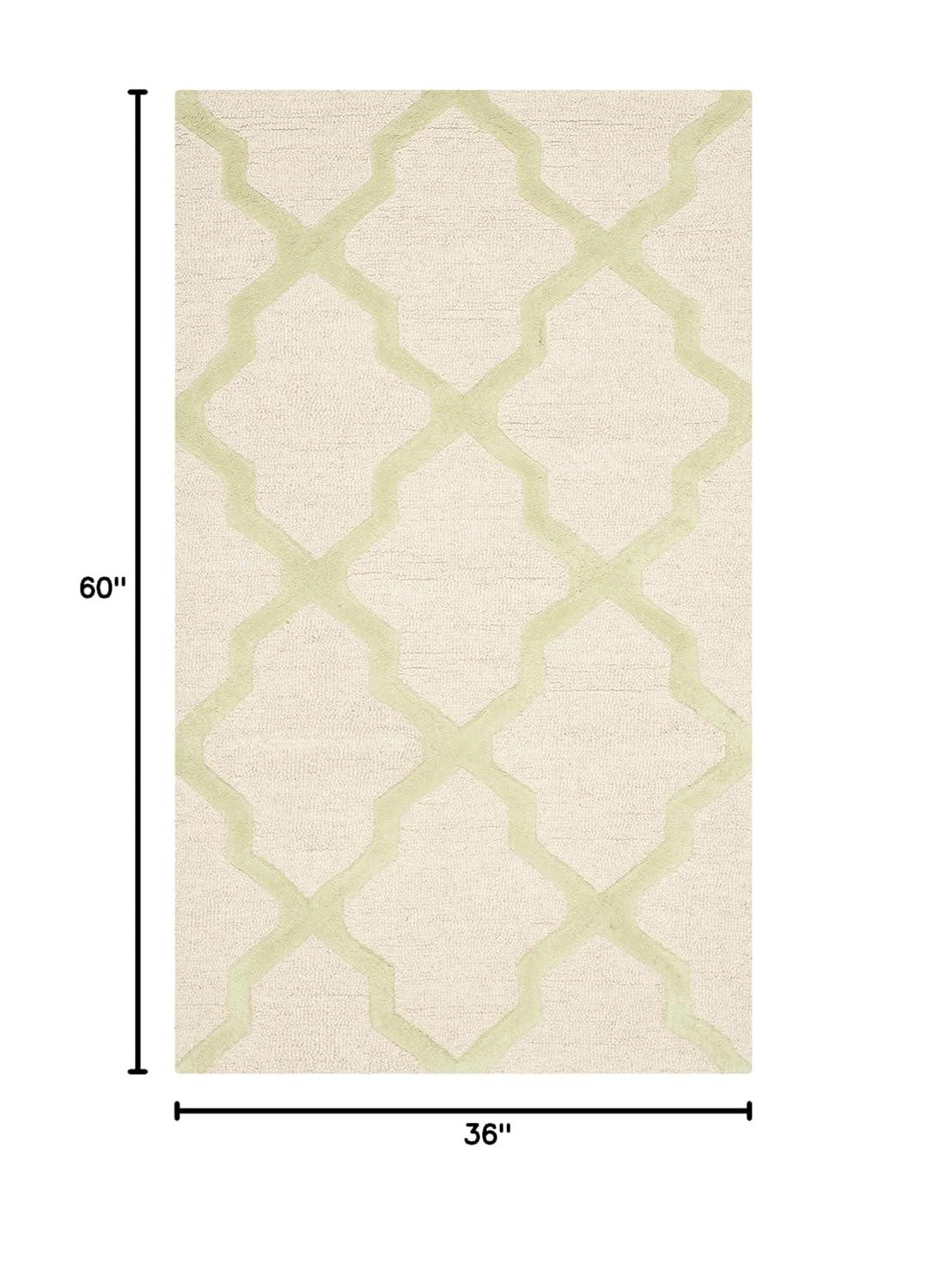 SAFAVIEH Cambridge Liam Geometric Wool Area Rug, Ivory/Light Green, 3' x 5'