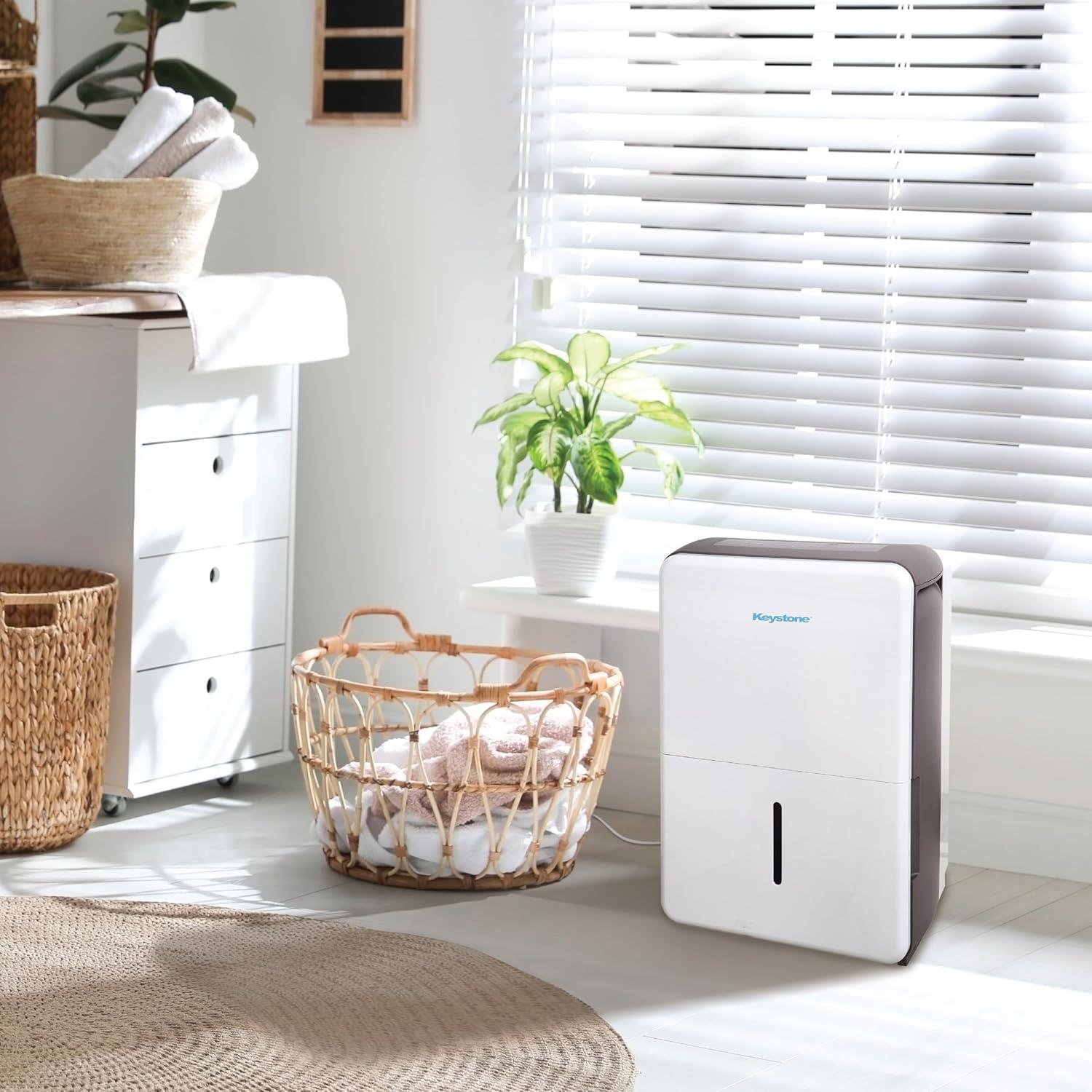 Keystone Keystone 50 Pint Portable Dehumidifier for up to 4,500 Sq. Ft. in White