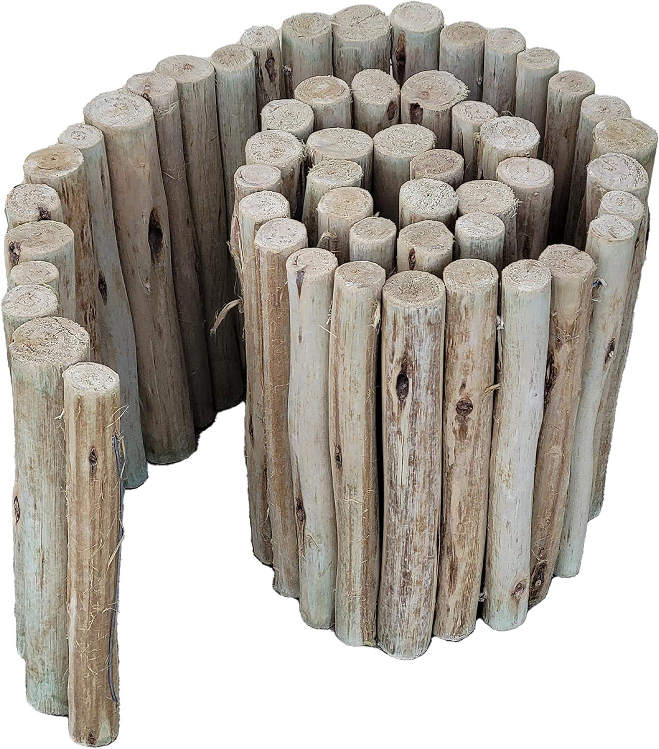 FOREVER BAMBOO Natural Eucalyptus Wood Solid Log for Landscaping Edging Lawn Garden Fence Borders 72 in L x 12 in H x 1.25 in D