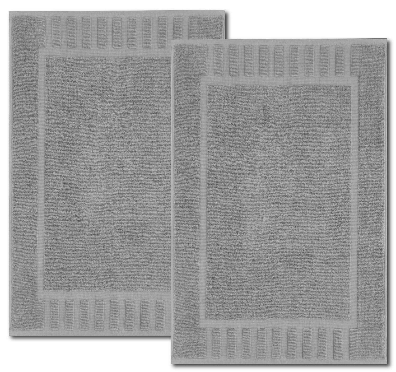 White Classic Cotton Bath Mat Floor Towel [Not a Rug] 2-Pack - 22x34"  Light-Grey