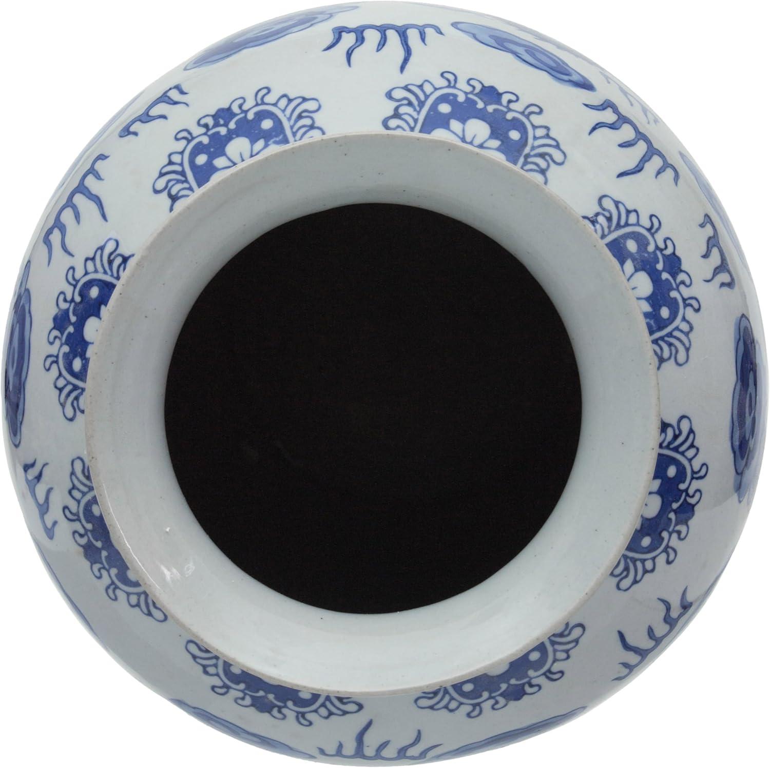 14" Dragon Blue & White Porcelain Tung Chi Vase