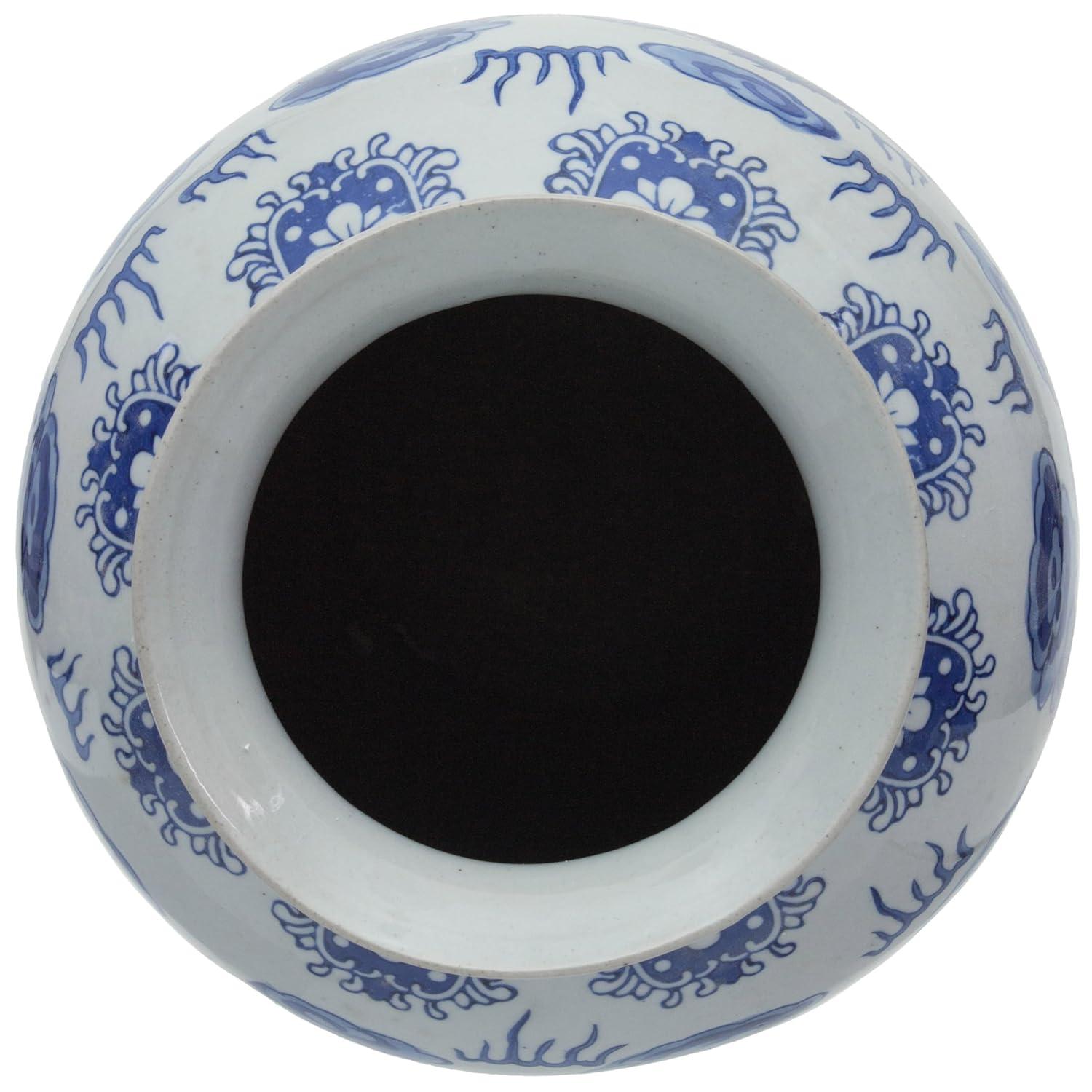 14" Dragon Blue & White Porcelain Tung Chi Vase