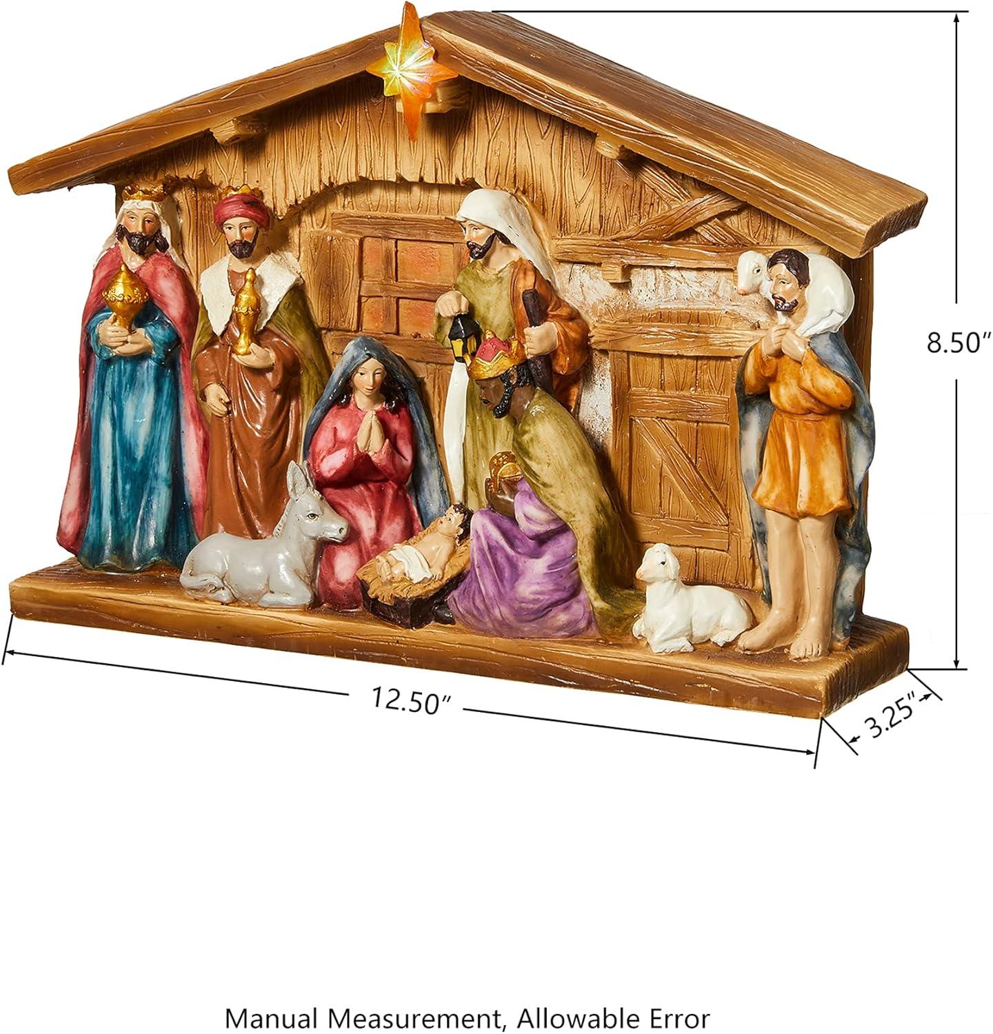 The Twillery Co.® 12.5"L Lighted Resin Nativity House
