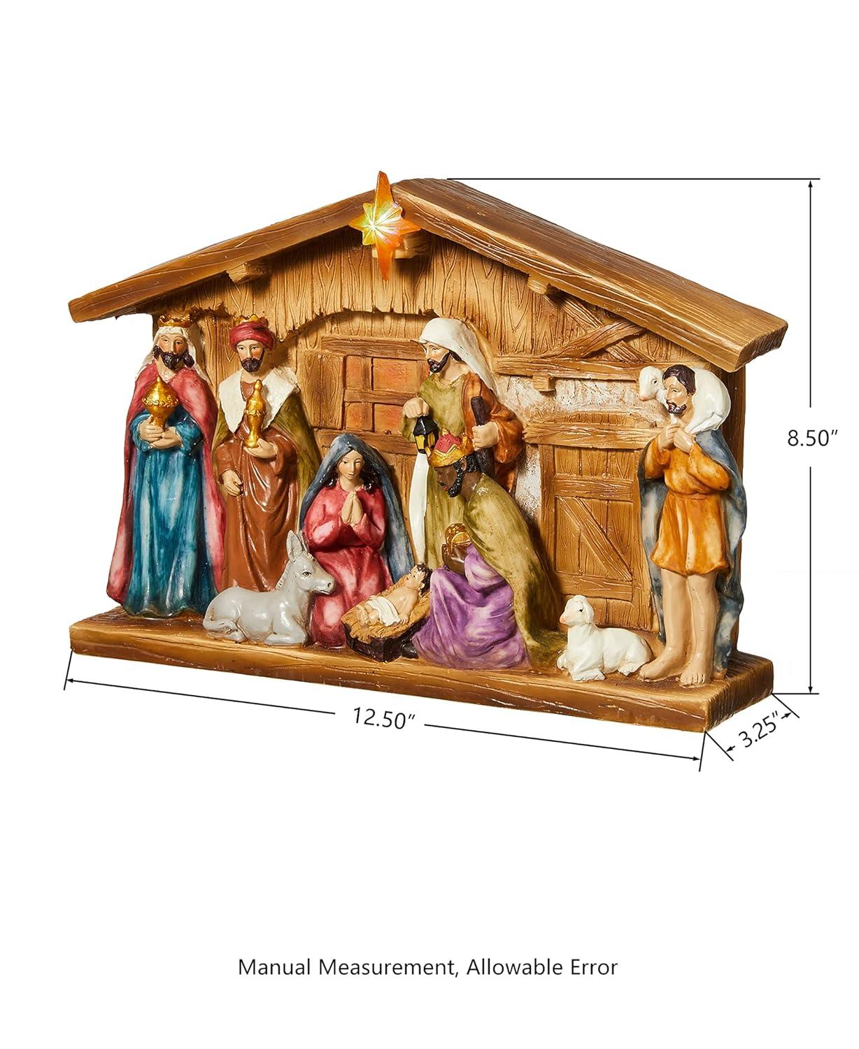 The Twillery Co.® 12.5"L Lighted Resin Nativity House