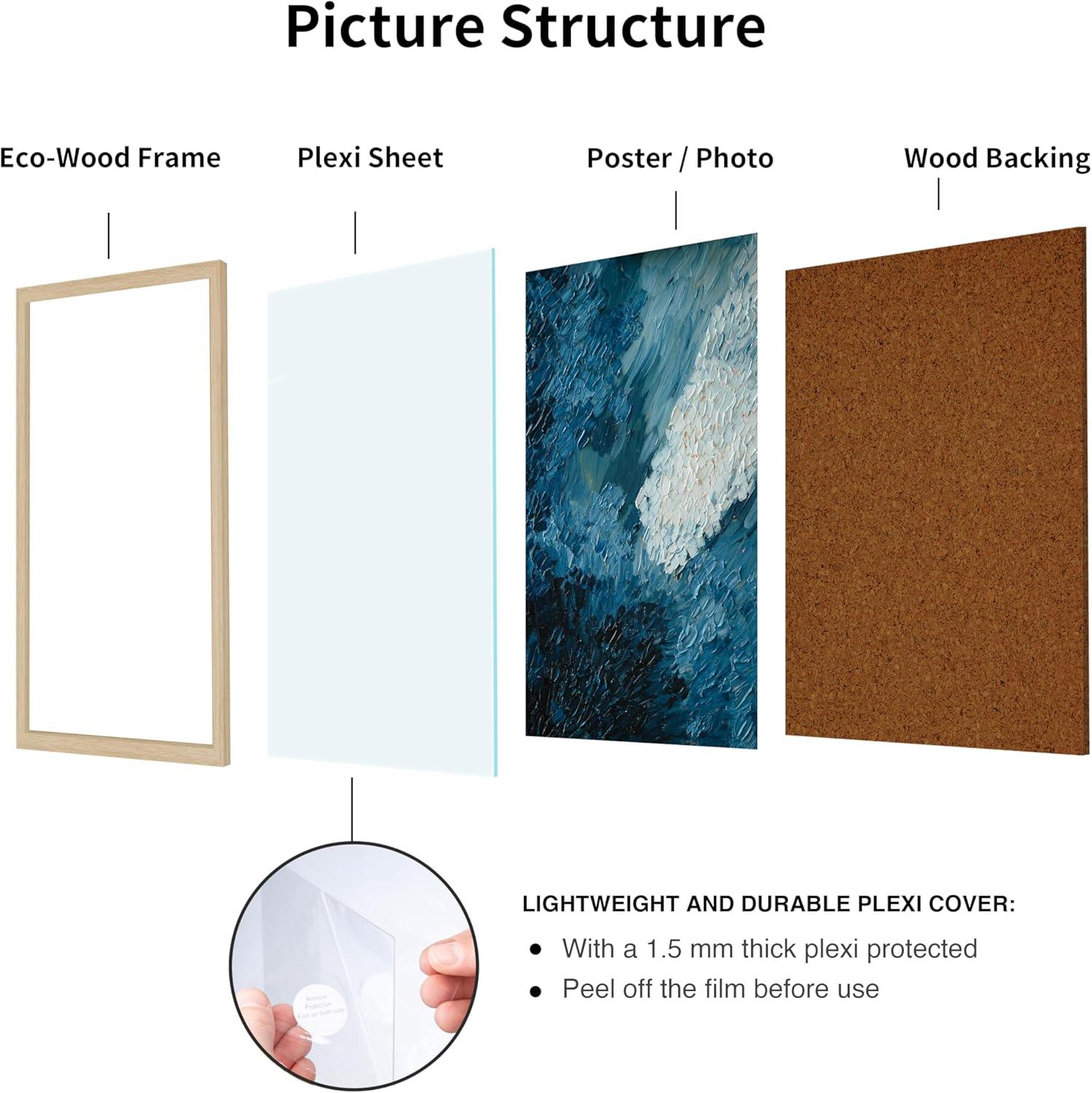 18x24 Frame White Wheat Solid Wood Picture Frame | Moulding Width 0.75 Inches | Interior Depth 0.5