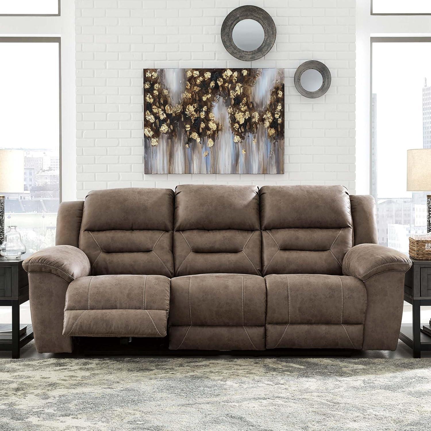Signature Design by Ashley Stoneland Reclining Sofa in Light Brown