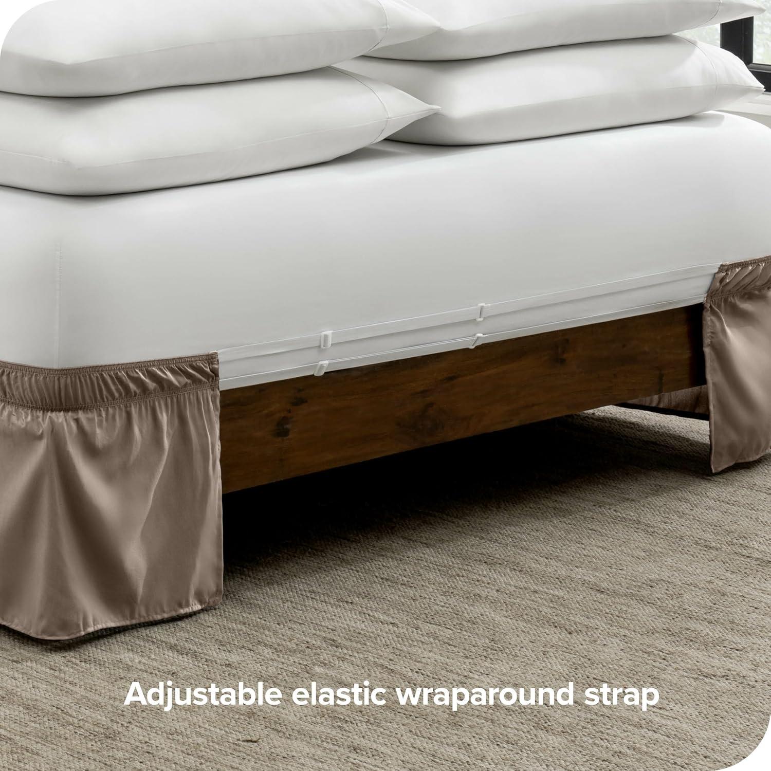 Taupe King Adjustable Ruffled Polyester Bed Skirt