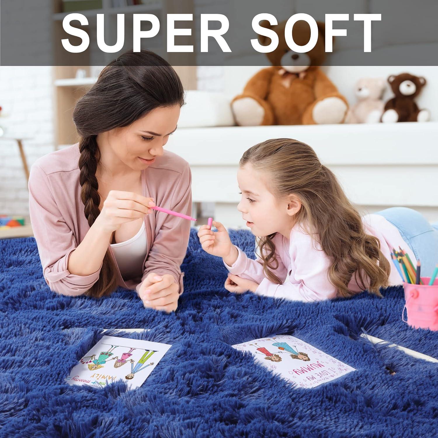 Bailu Fluffy Black Rug for Living Room,5x8 Area Rugs,Thick Plush Shag Rug,Shaggy Rugs for Bedroom,Big Fuzzy Carpet,Comfy Kids Rugs,Large Living Room Rugs,Living Room Decor