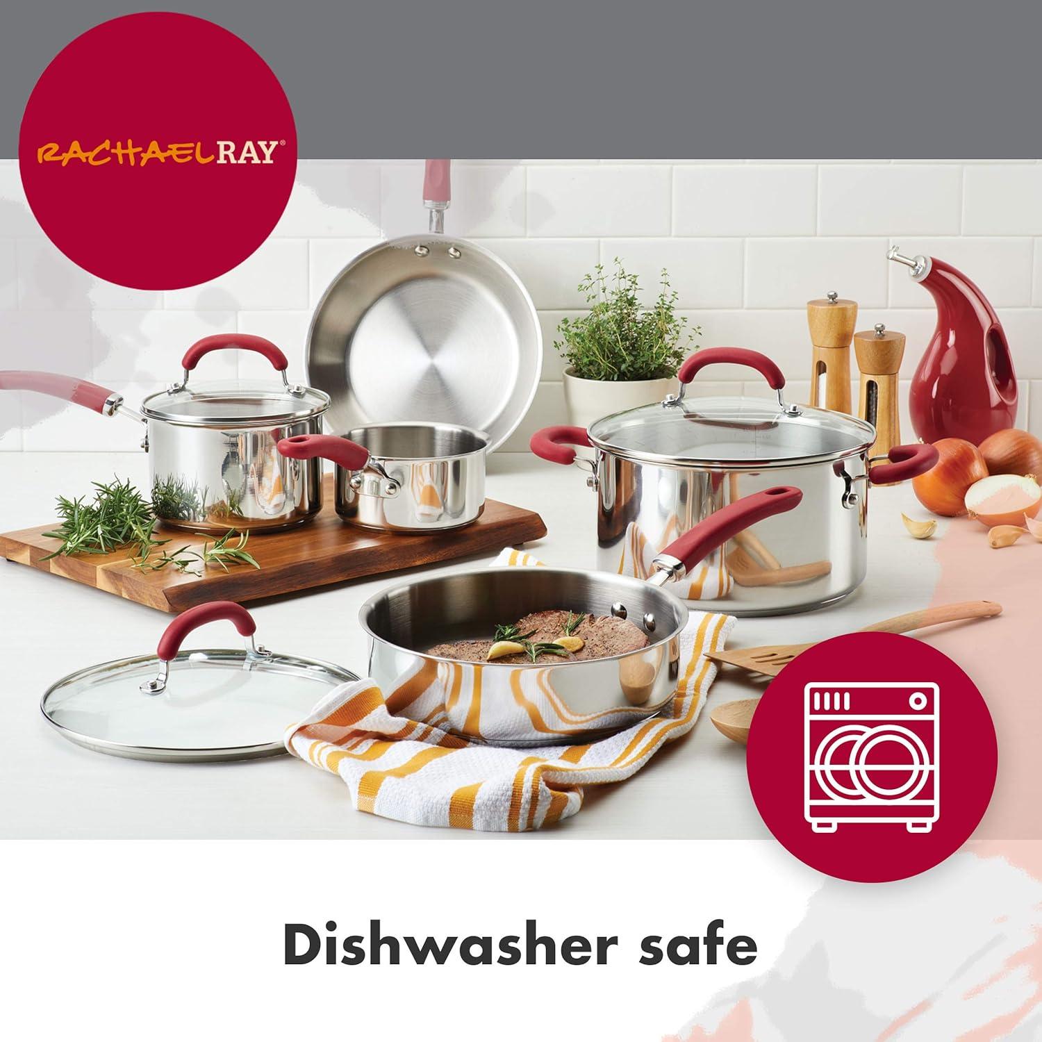 Rachael Ray Rachael Ray Create Delicious Stainless Steel Cookware Induction Pots and Pans Set, 10 Piece