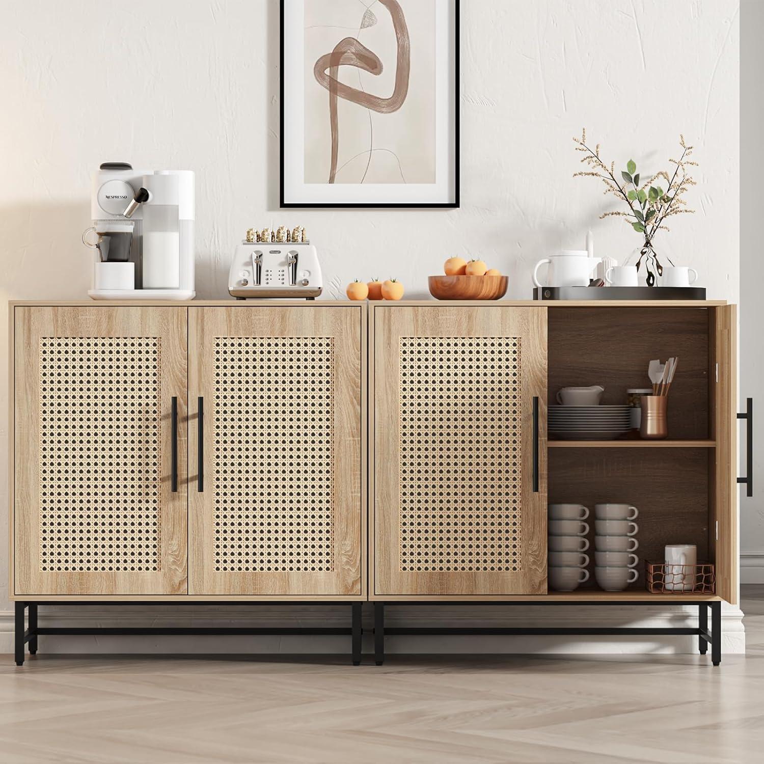 Rattan Cabinet Sideboard Buffet Cabinet, Accent Cabinet for Living Room, Hallway, Dining Room, Entryway