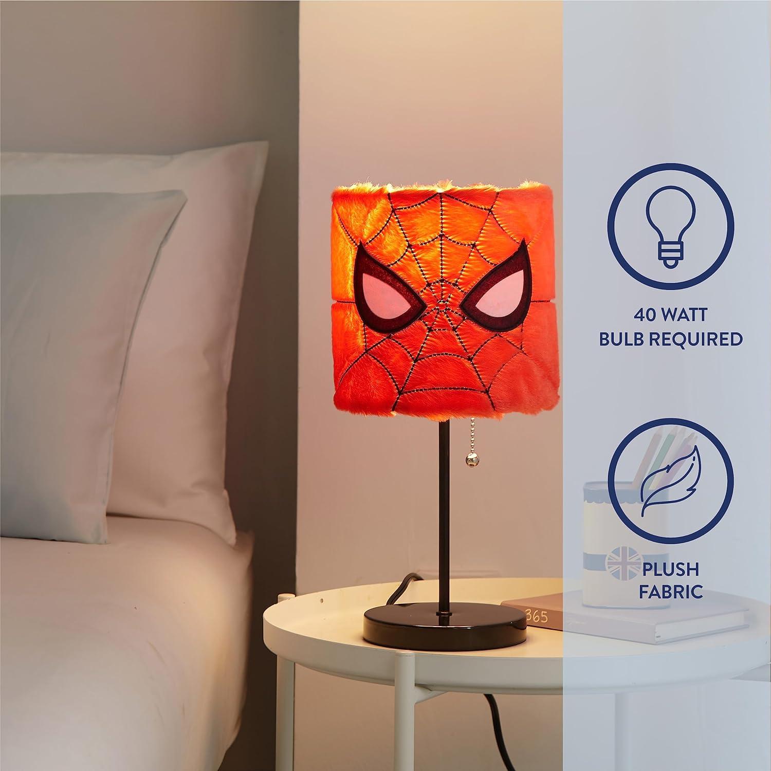 Marvel Spiderman Soft Plush Kids' Table Stick Lamp Light, 15", Red, Plug-In, 1-Light