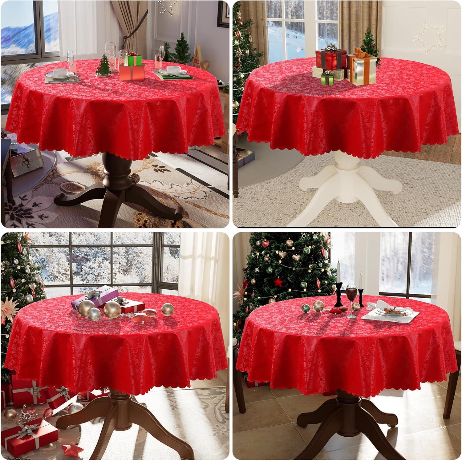 Collections Etc Fancy Scroll Scalloped Edge Festive Tablecloth