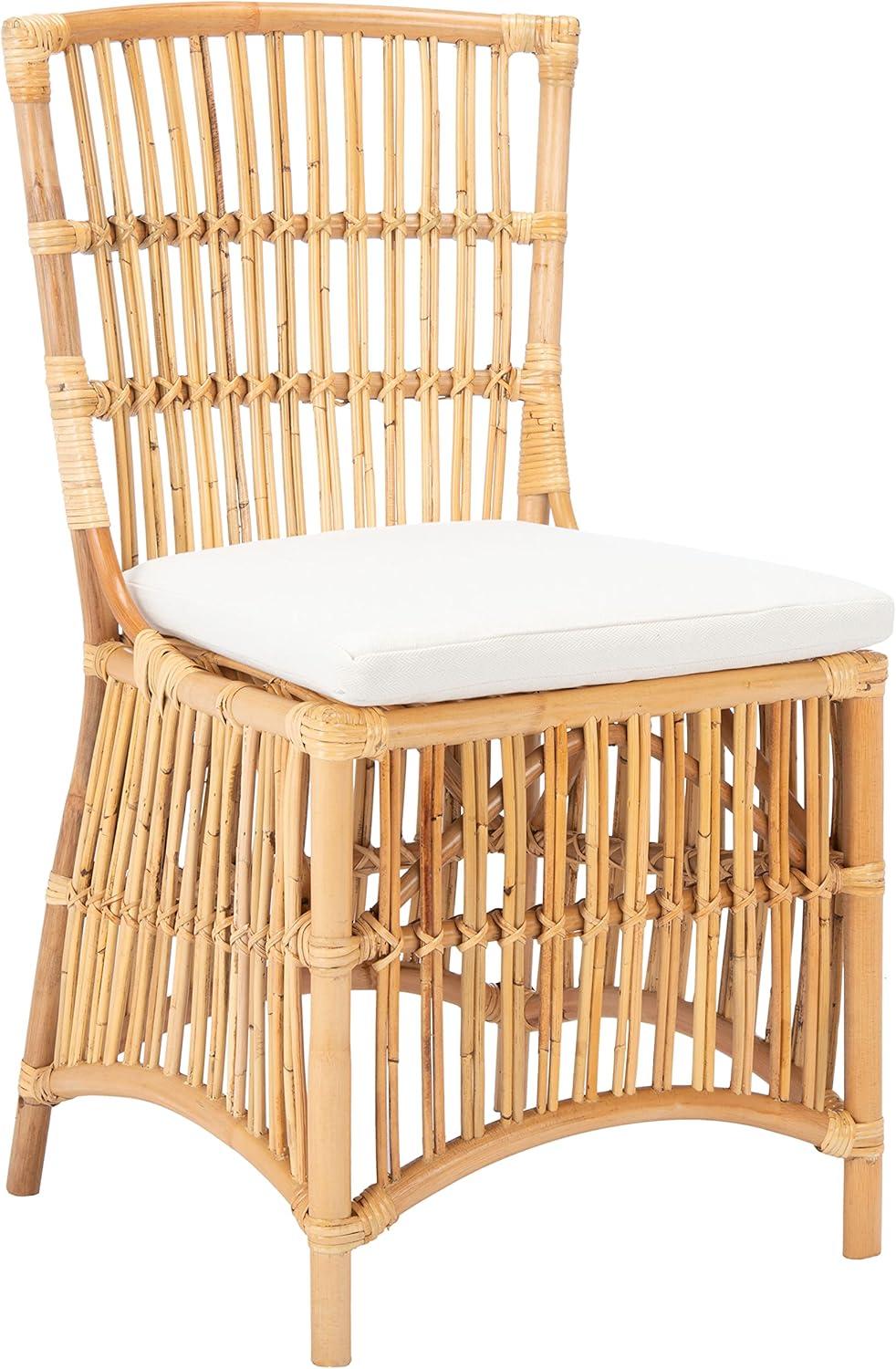 Erika Natural Rattan and White Metal Accent Chair Set of 2