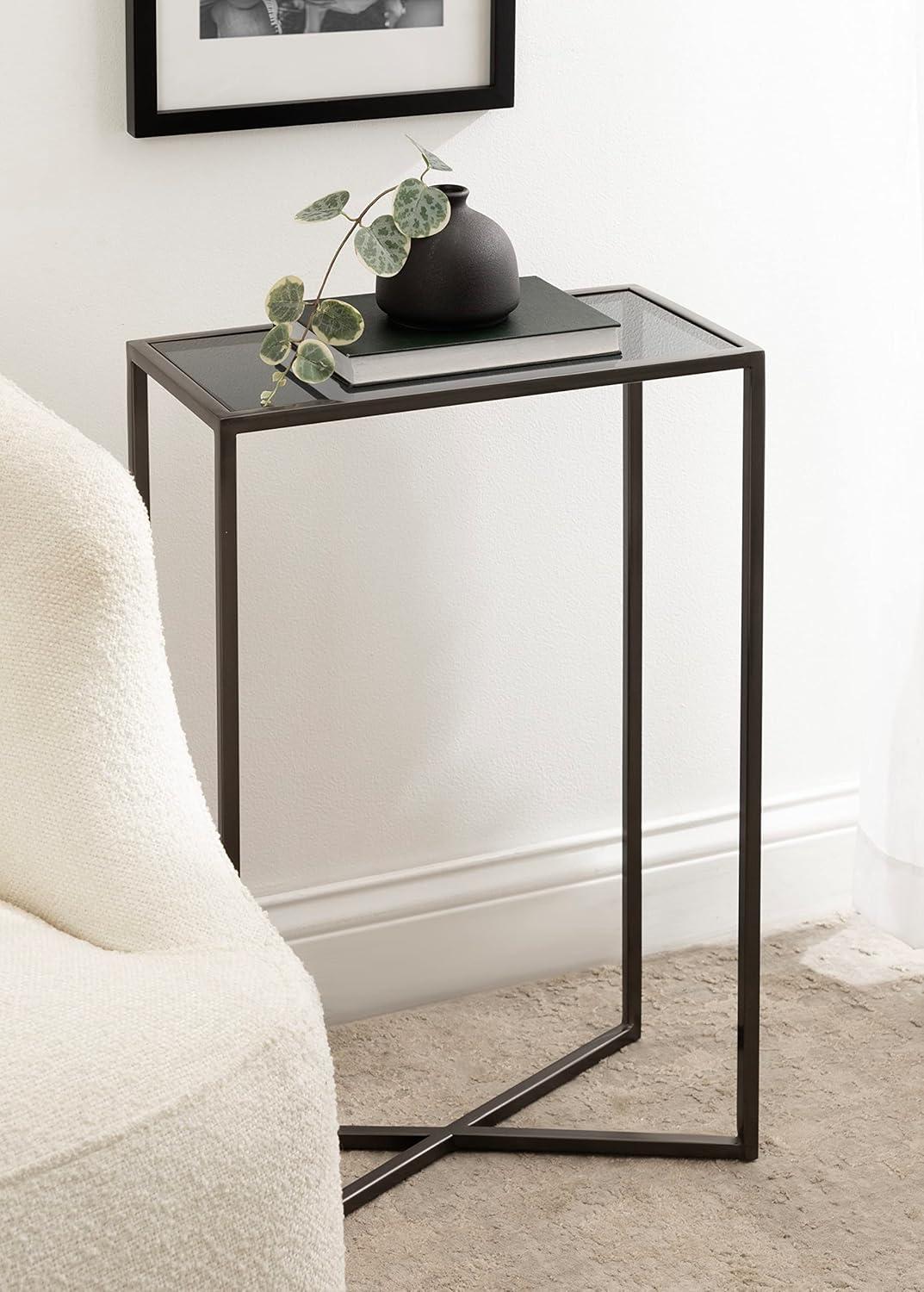 Kate and Laurel Jaspur Rectangle Metal Side Table, 16x8x24, Pewter
