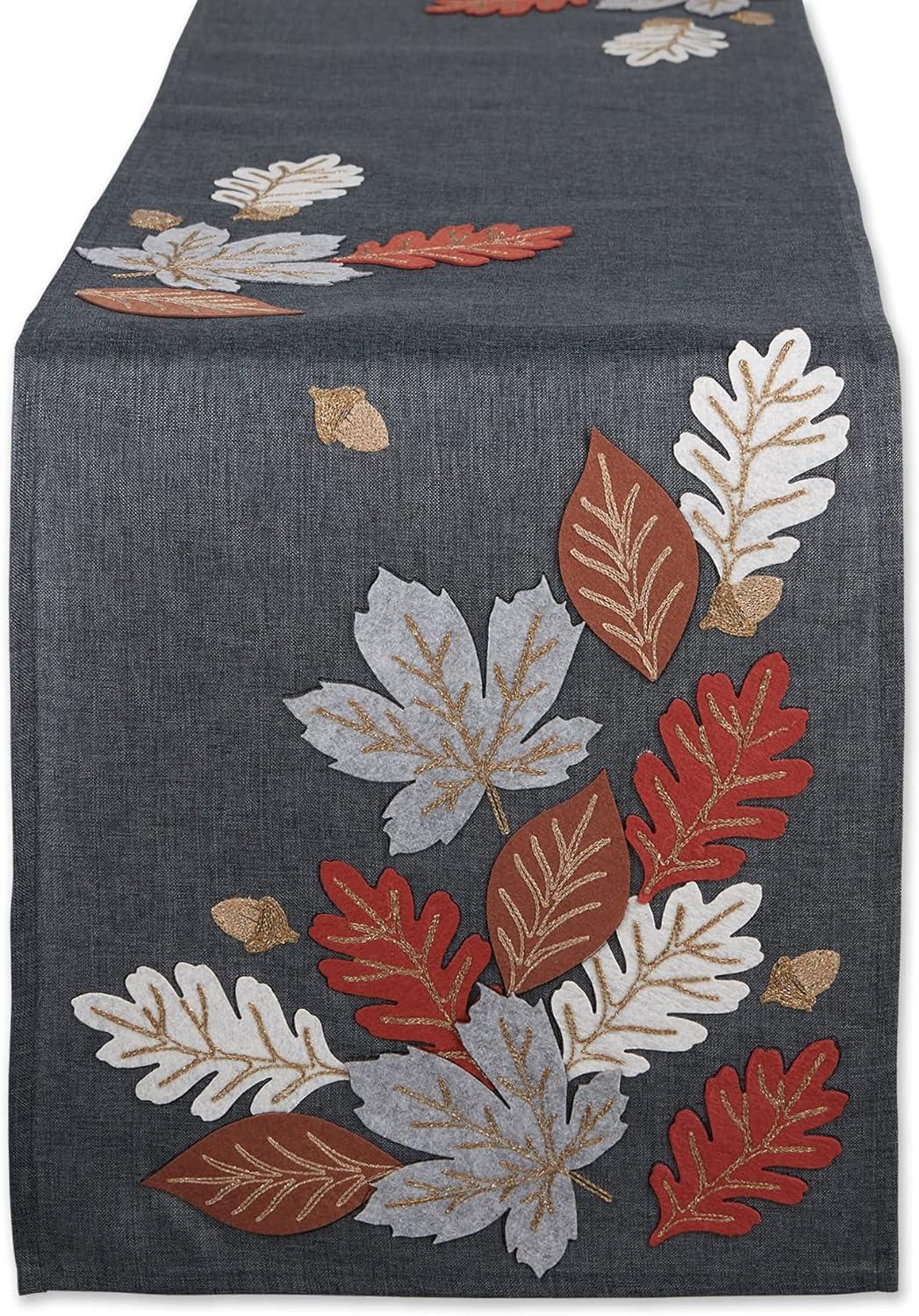 Autumn Leaves Embroidered Table Runner 14x70