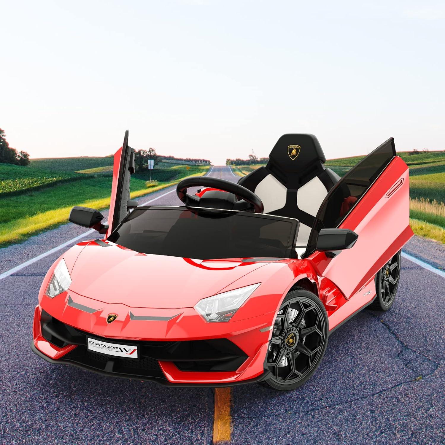 Red 12V Lamborghini Kids Electric Ride-On Car with Remote Control