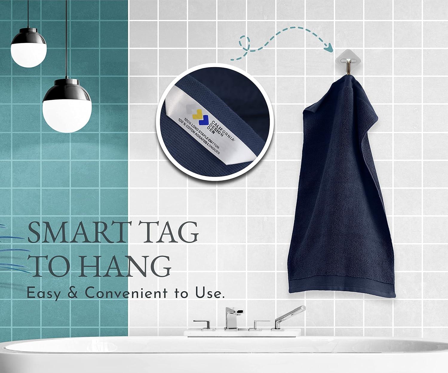 Hand Towels - 6-Pack, Softest 100% Cotton by California Design Den - Navy Blue, Six-Pcs Hand Towels