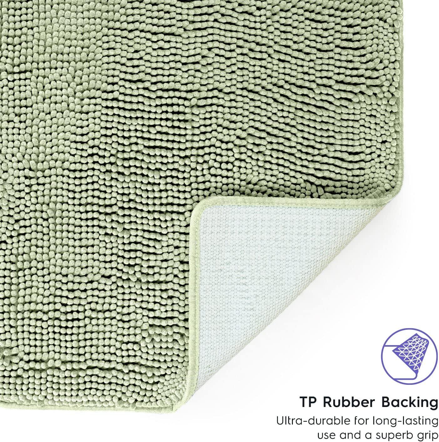 Tafts Ultra Soft Luxury Bath Mat, Bathroom Rugs, Chenille Microfiber, Absorbent Non-Slip Machine Washable, Bathroom Decor, Super Plush Bath Mats for Bathroom, Shower & Tub, Sage Green