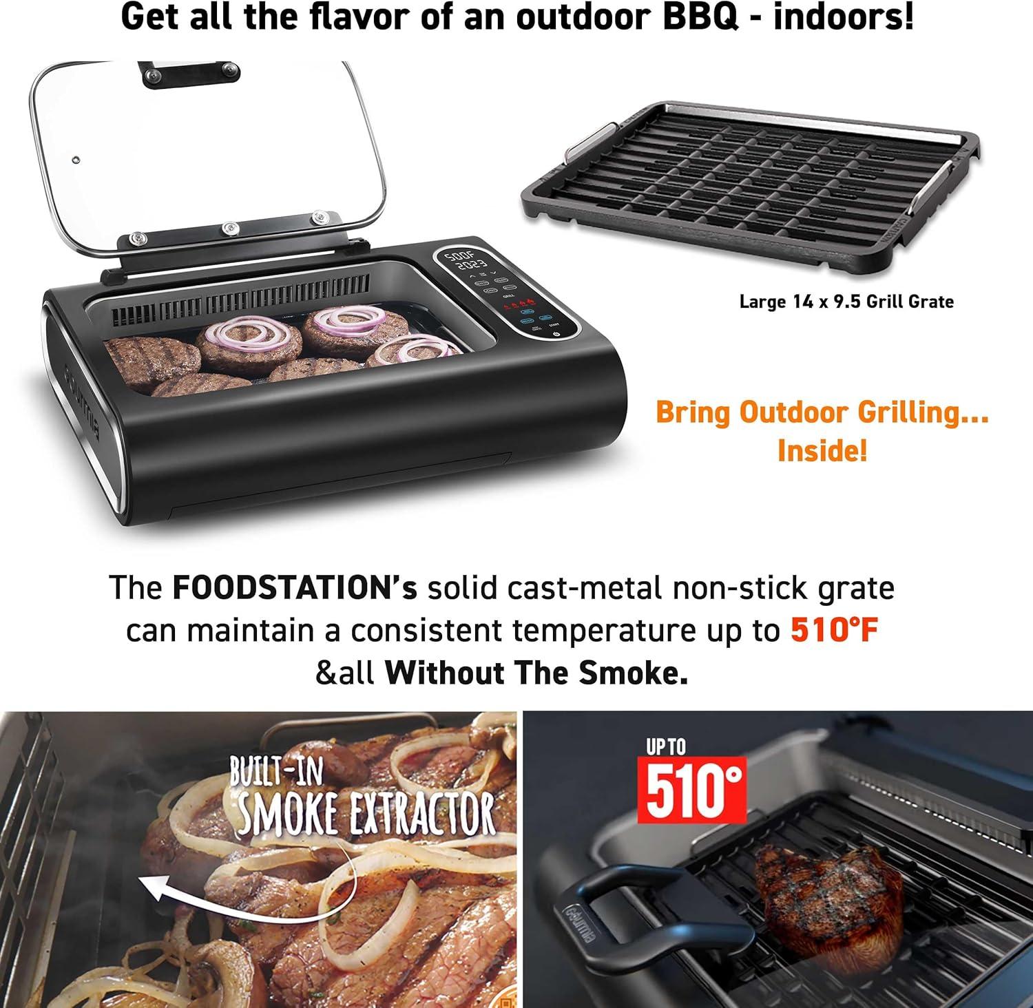 Gourmia Gourmia 6?Qt Smokeless Indoor Grill & Air Fryer FoodStation with Smoke Extracting Technology