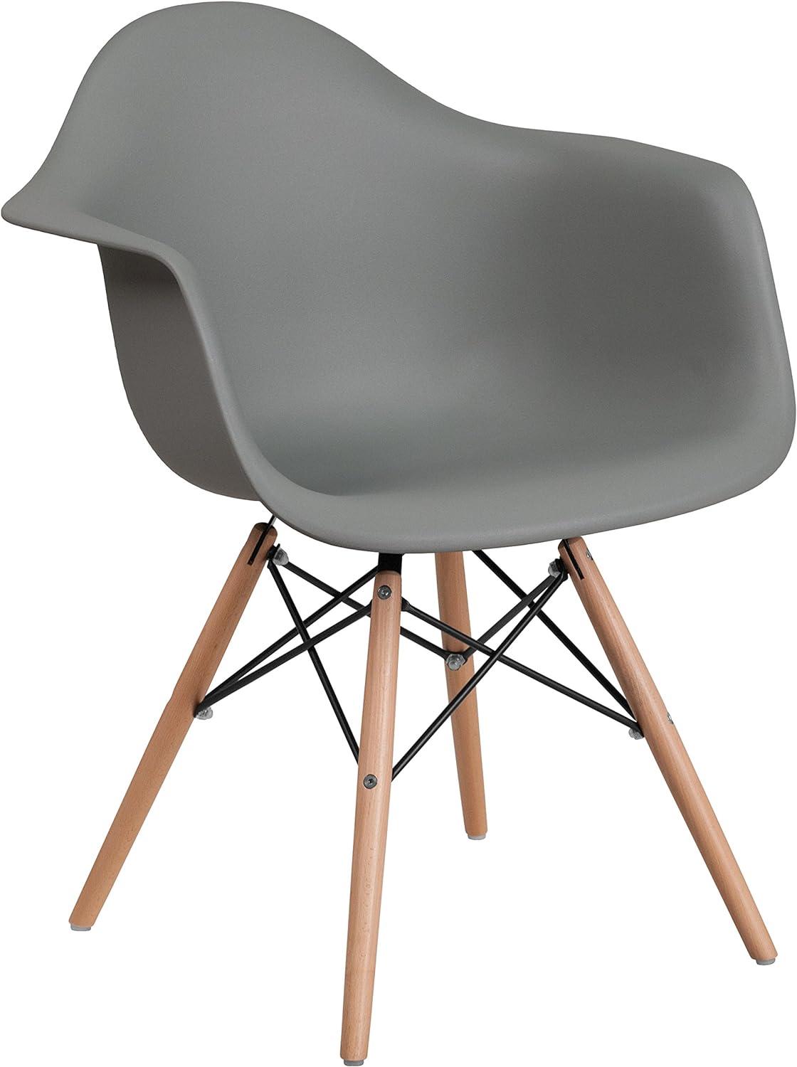 Flash Furniture Alonza Series Plastic Chair with Arms and Wooden Legs