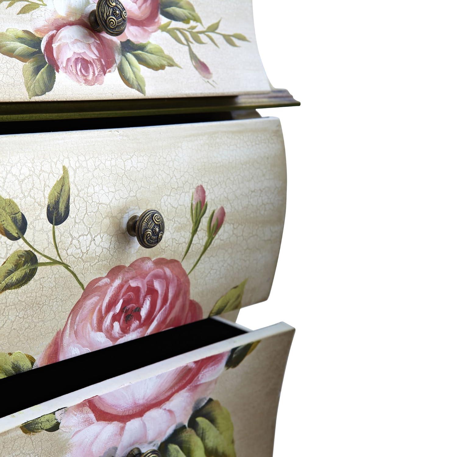 Nearly Natural Antique Night Stand w/Floral Art