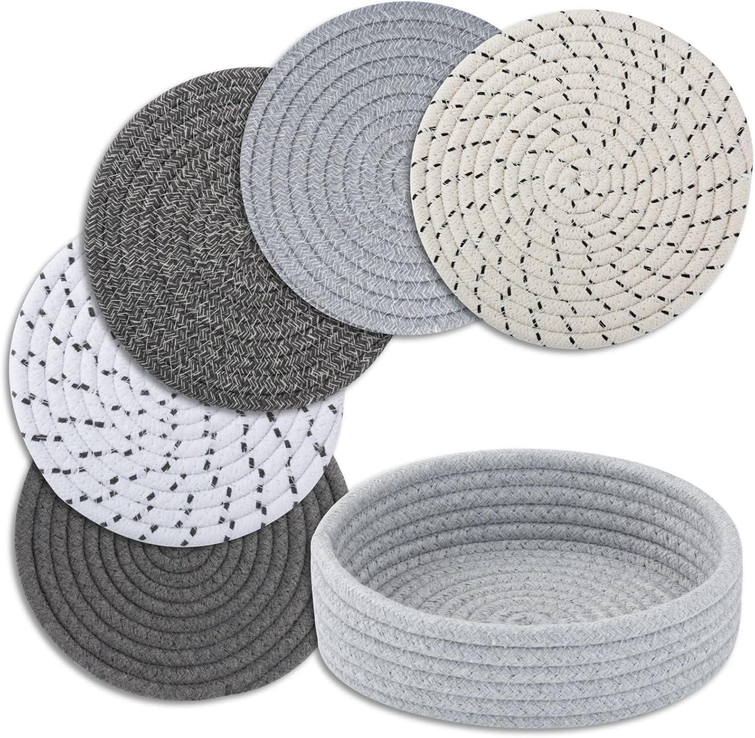 SSKDBFJG 7" Trivets for Hot Dishes, Hot pots and Pans, 4 Heat Resistant Hot Pads, Pot Holders for Kitchen, Hot Plate Mats for Kitchen Countertops, Table, Home Essentials, Farmhouse Decor