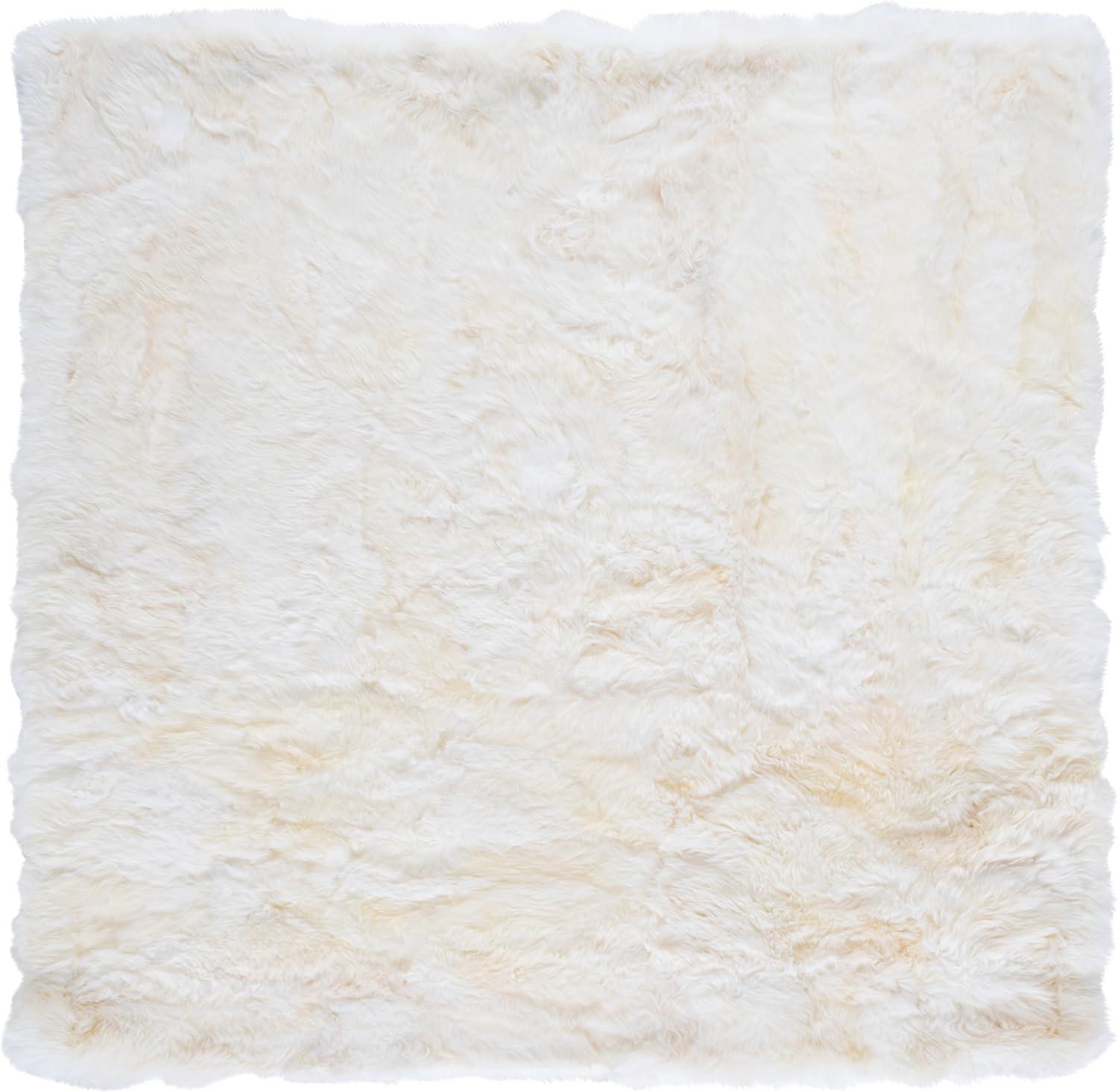 Sheep Skin SHS211 Hand Woven Area Rug - Natural/White - 8'x8' - Safavieh.
