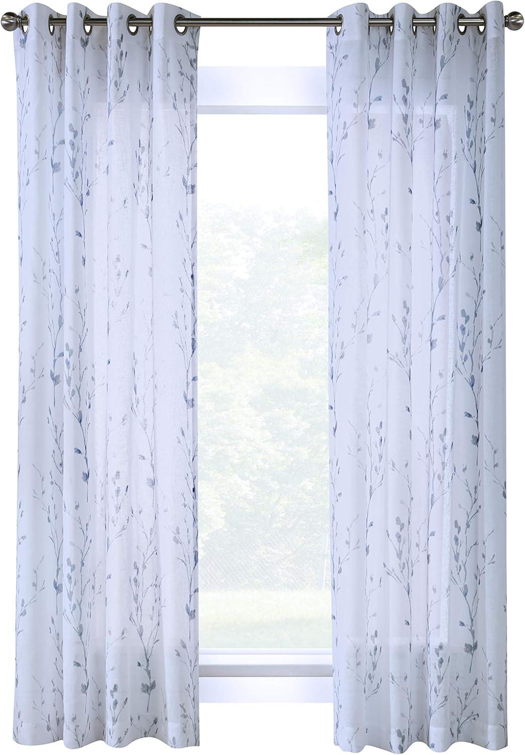 Petra Faux Linen Grommet Semi-Sheer Curtain Panel each 52" x 84" in White