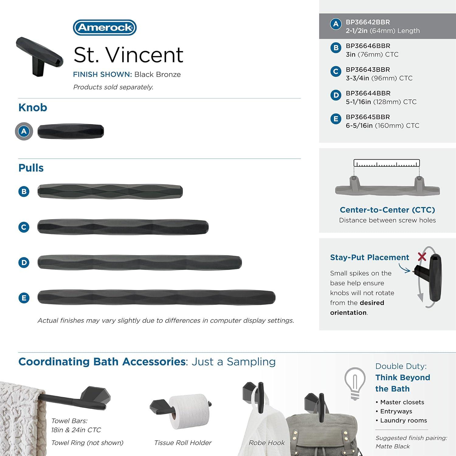 Amerock St. Vincent 1 7/16" Length Bar Knob