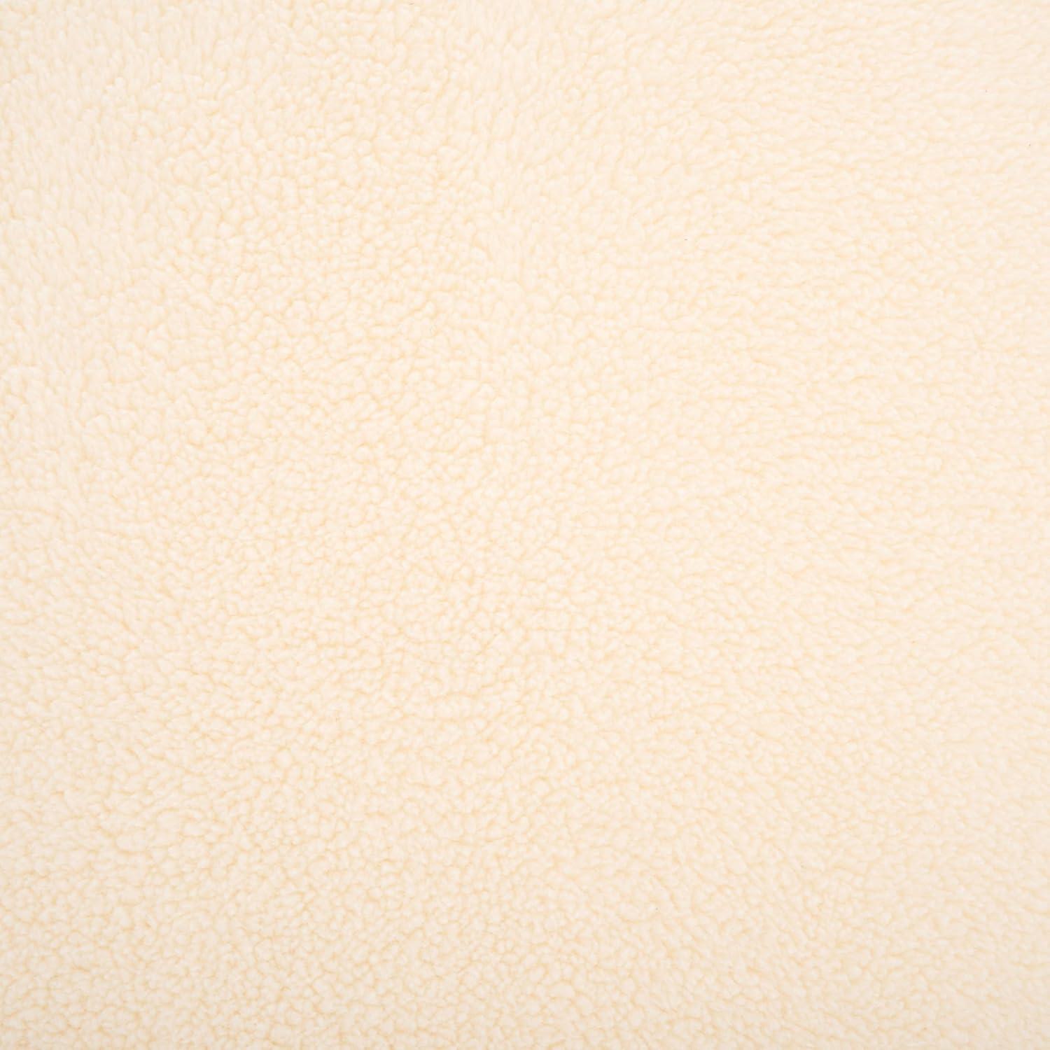 SAFAVIEH Kibo Modern Faux Shearling Ottoman, Cream