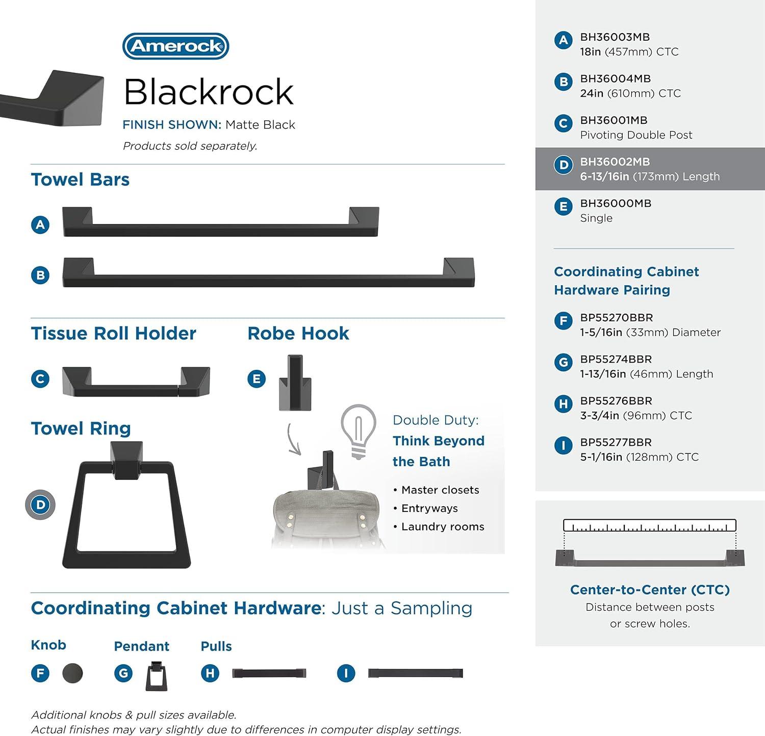 Amerock Blackrock Towel Ring BH36002MB
