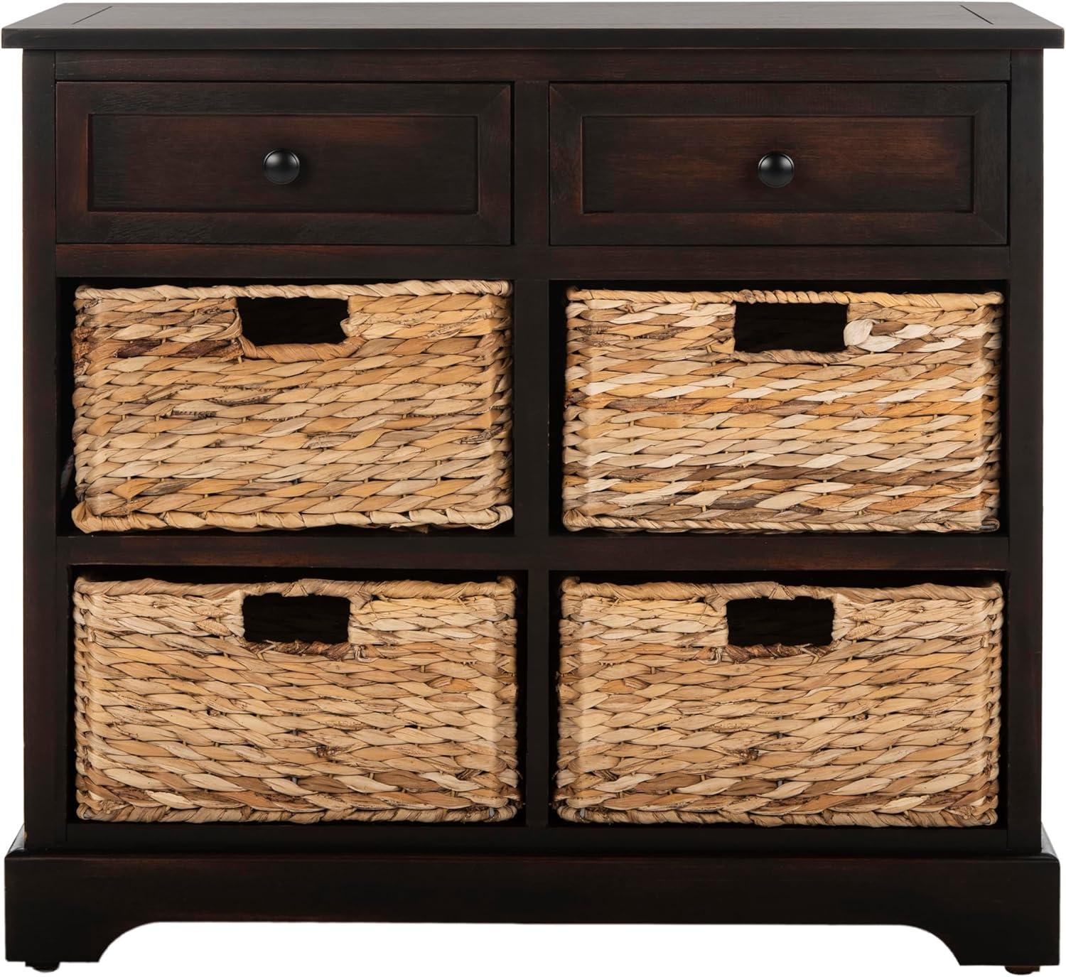 Herman Storage Unit with Wicker Baskets - Red - Safavieh.