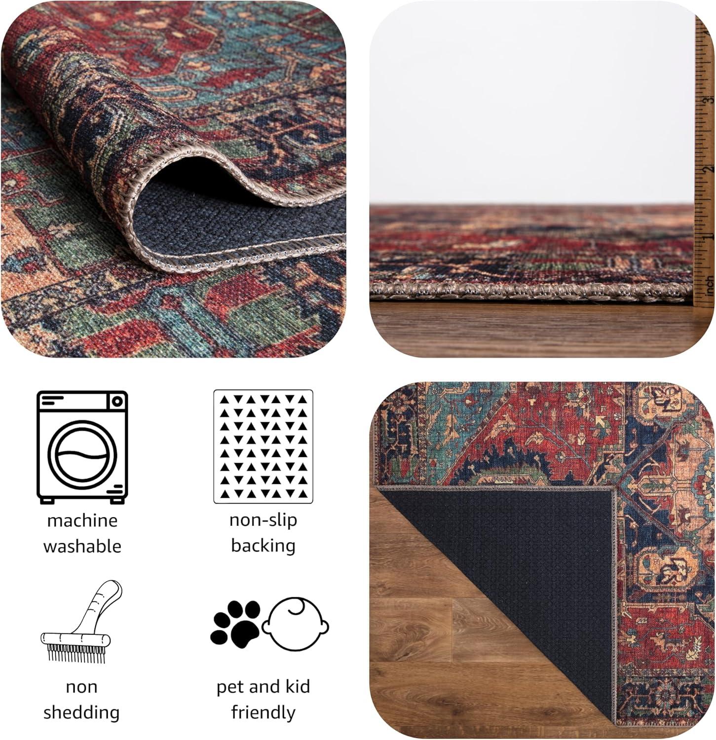 Keen Home Design Machine Washable Area Rugs with Non-slip Backing, Ideal for Hallway, Living Room, Bedroom, Kitchen and Laundry Room, Vintage Moroccan and Low Pile Rug ( 3' x 5' )