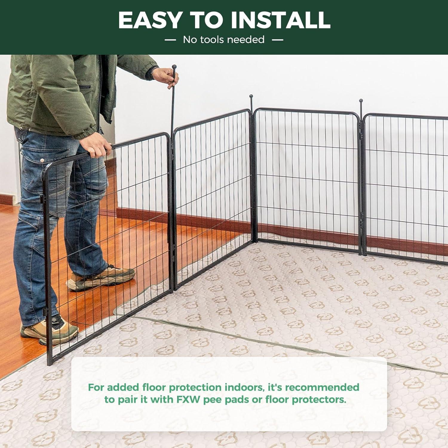 FXW Rollick Dog Playpen for Indoor, Yard, RV Camping, 32 inch 16 Panels for Small and Medium Dogs│Patented
