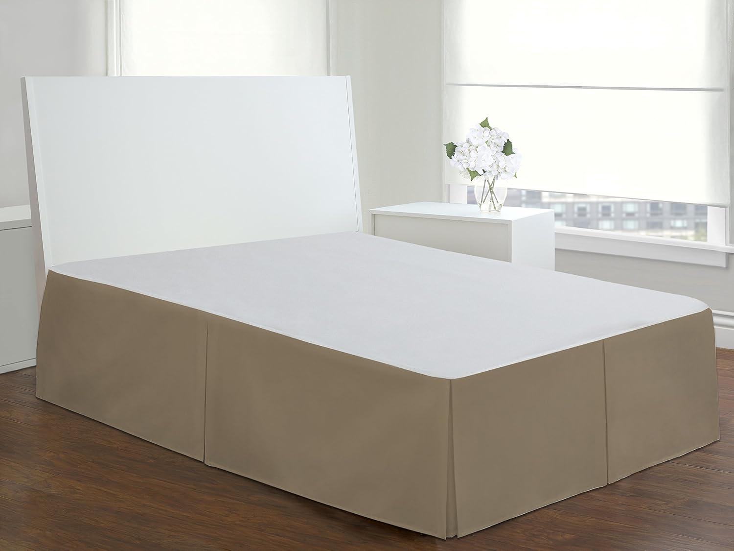 Luxury Hotel Microfiber Tailored Style Bed Skirt with Classic 14 Inch Drop Length, Twin, Mocha