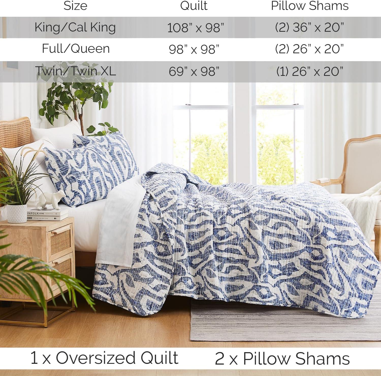 Southshore Fine Living Oversized Khari Lightweight 3-Piece Quilt Set with shams