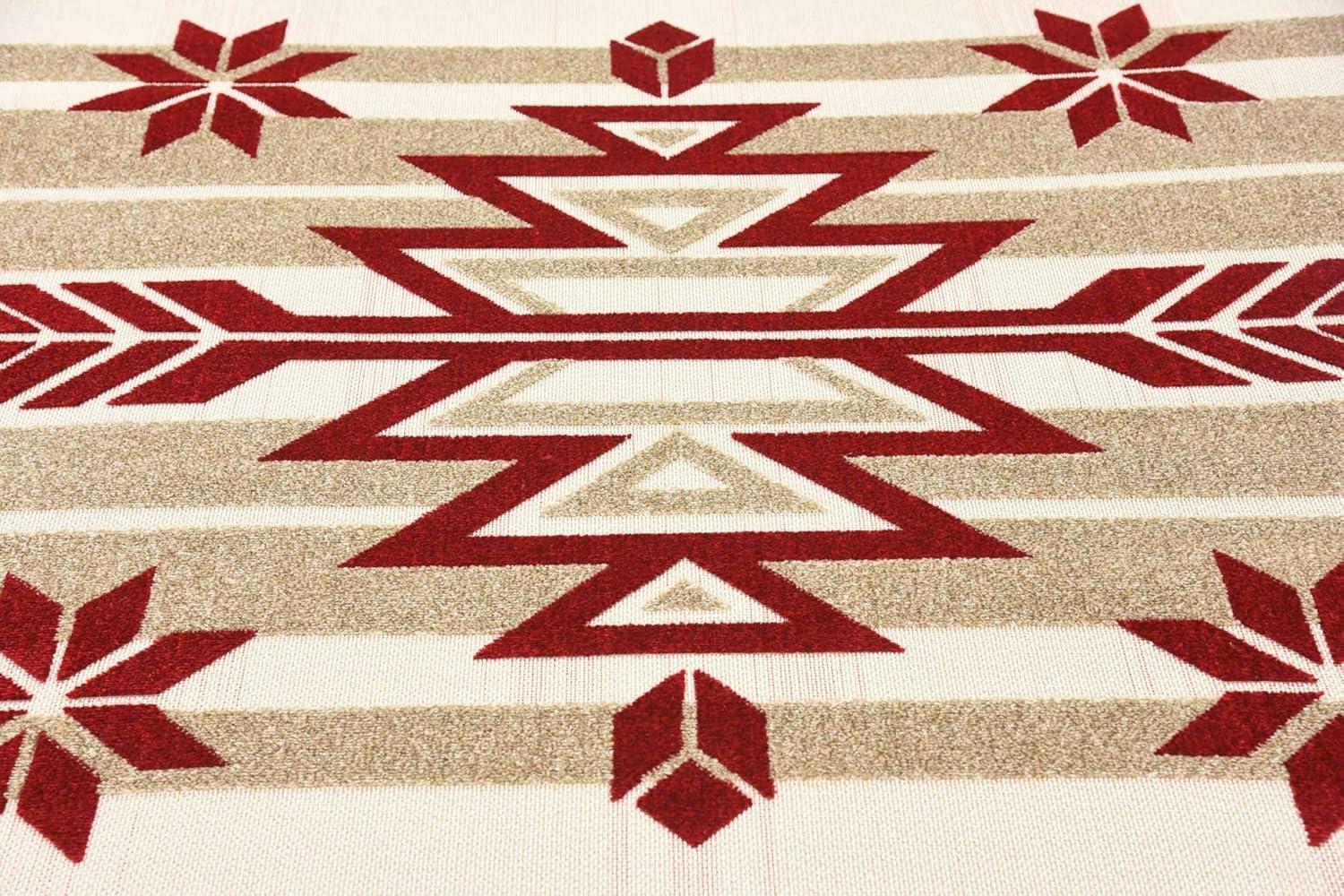 Unique Loom 5' 1 x 8' 0 Burgundy Outdoor Modern Albuquerque Area Rug