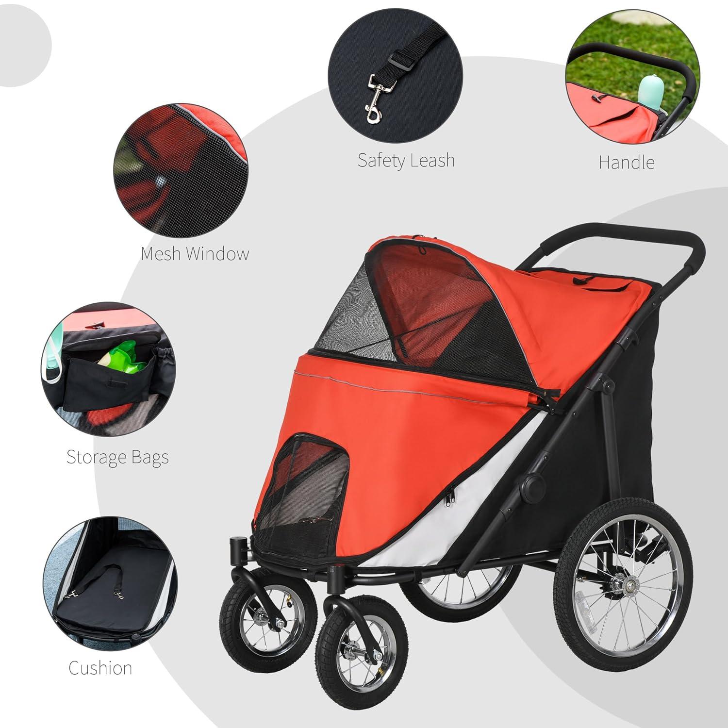 Pet Stroller for Medium and Large Dogs and Cats,Easy Fold Dog Stroller with Storage Bags,for Outdoor