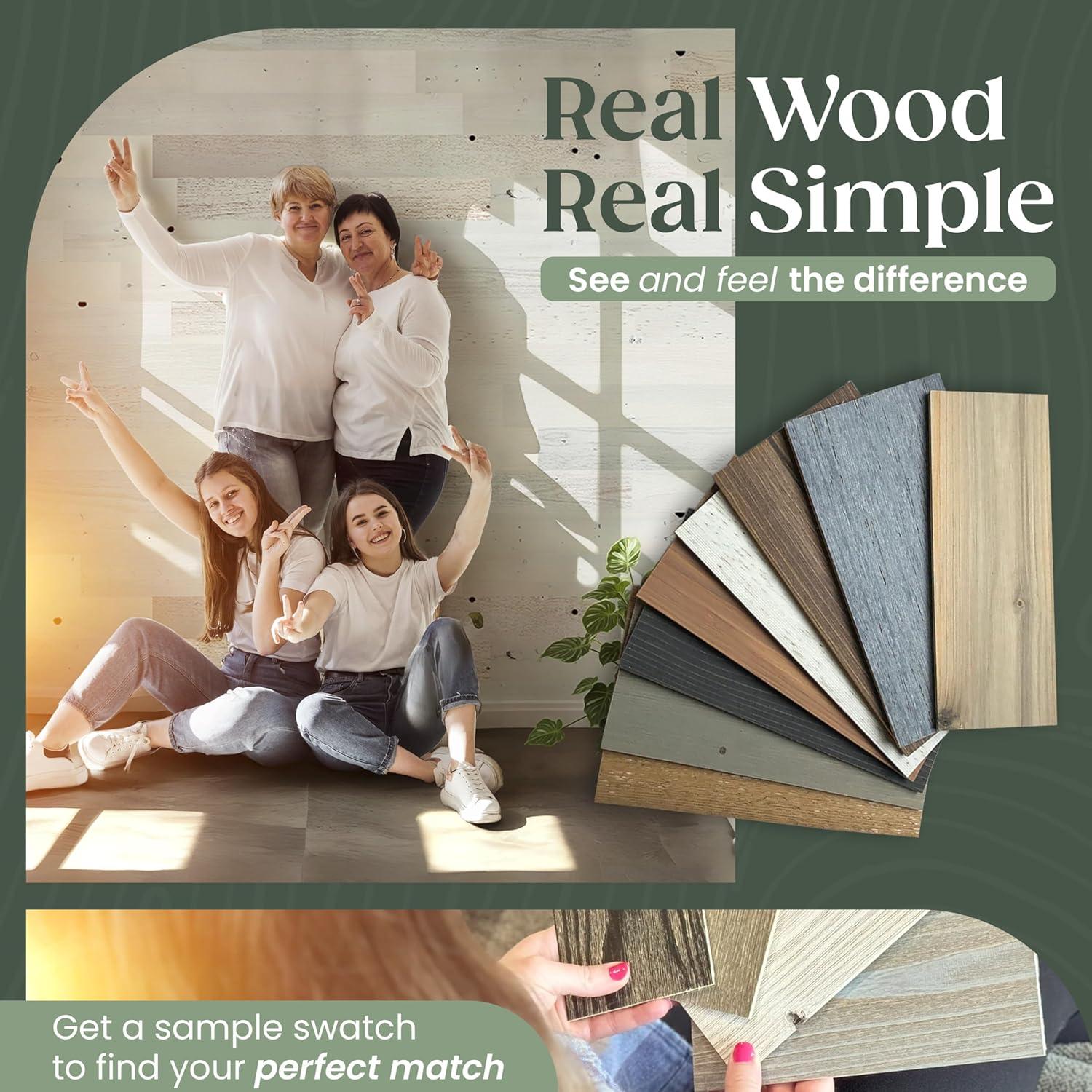 Timberchic River Reclaimed Wooden Wall planks - Simple Peel & Stick Wall Covering Application for DIY Accent Wall & Home Improvement - Modern, Premium Wall Paneling