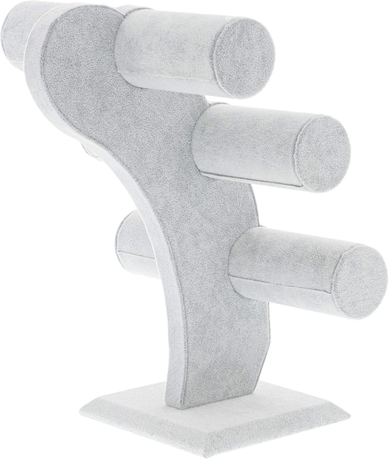 Juvale Velvet 3-Tier Jewelry Holder for Necklaces and Bracelets - Organizer Tower and Display for Selling (Gray)