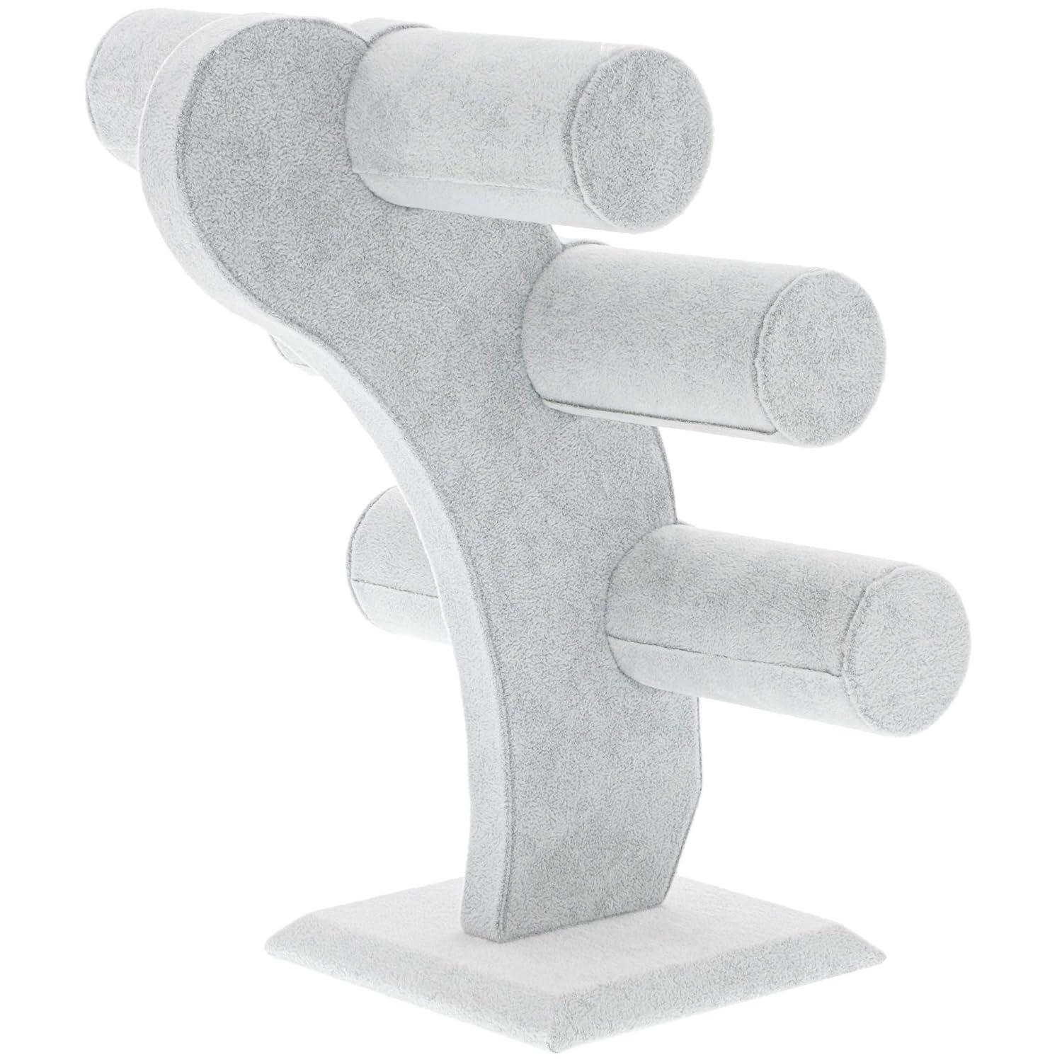 Juvale Velvet 3-Tier Jewelry Holder for Necklaces and Bracelets - Organizer Tower and Display for Selling (Gray)