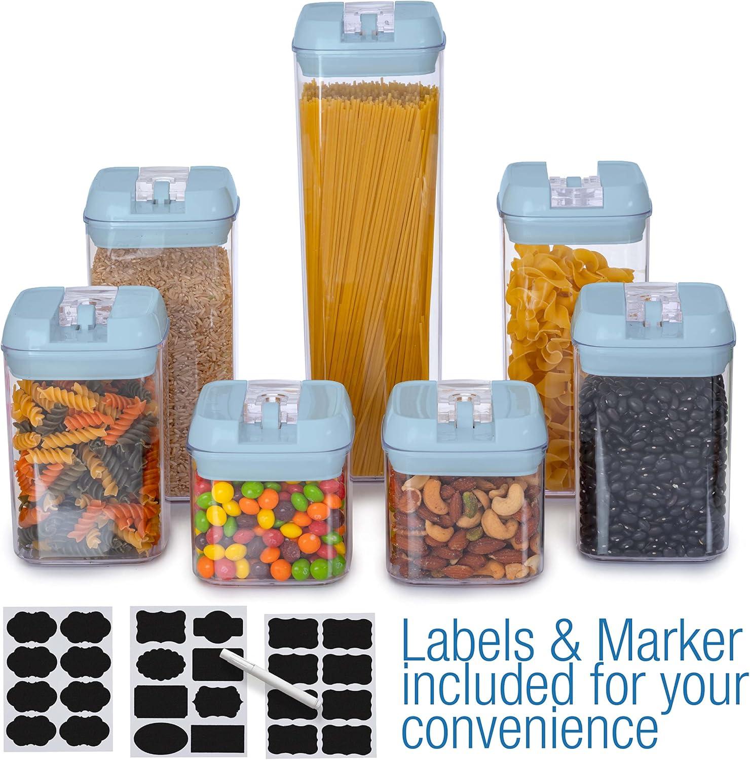 Cheer Collection Airtight Food Storage Containers, Set of 7 (Blue)