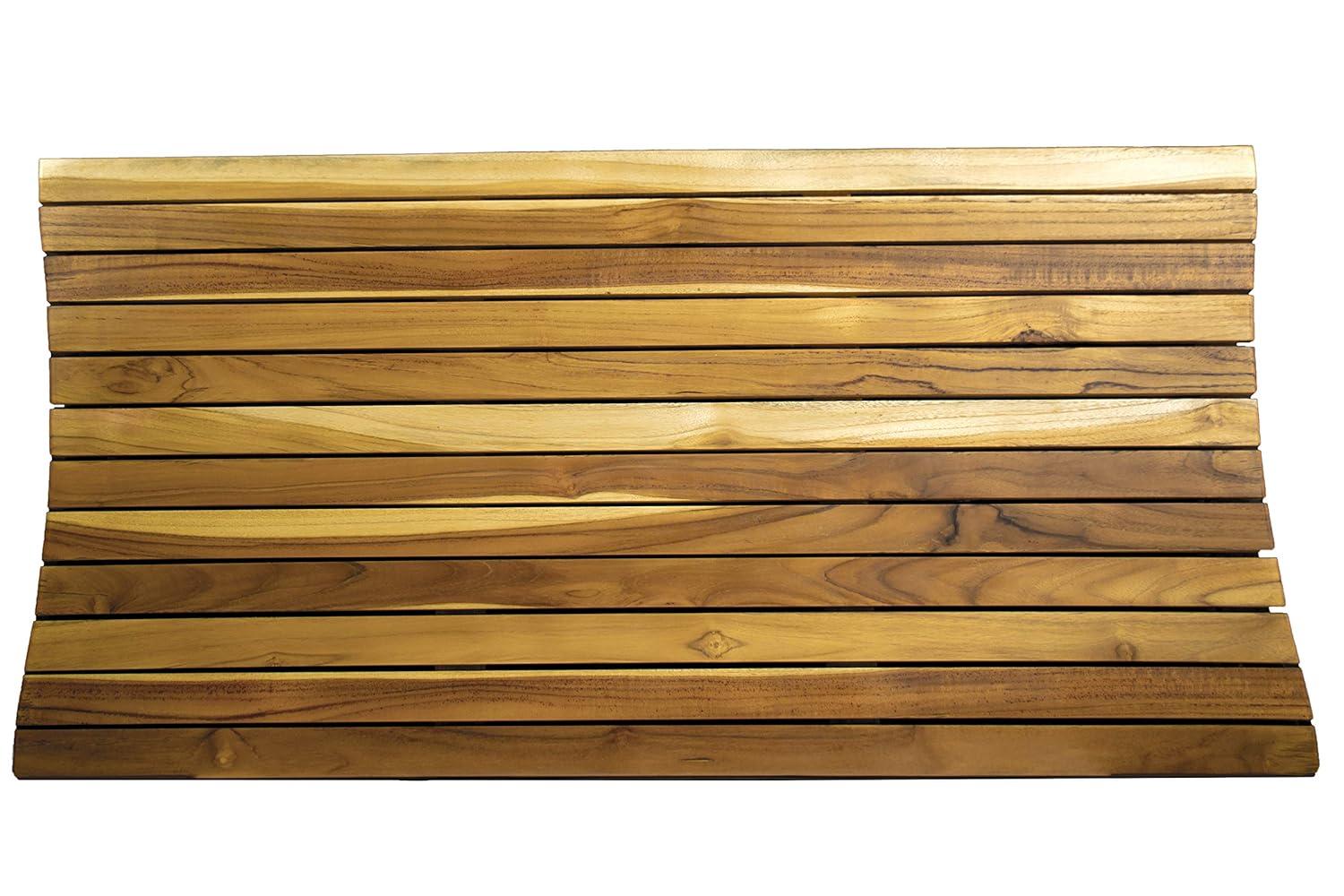EcoDecors Eleganto Rectangle Teak Shower Mat, Teak Shower Mat for Inside Shower, Teak Bath Mat, Wood Bath Mat, Wood Shower Mat, Teak Shower Mats, Teak Bathroom Mat, Earthy Natural