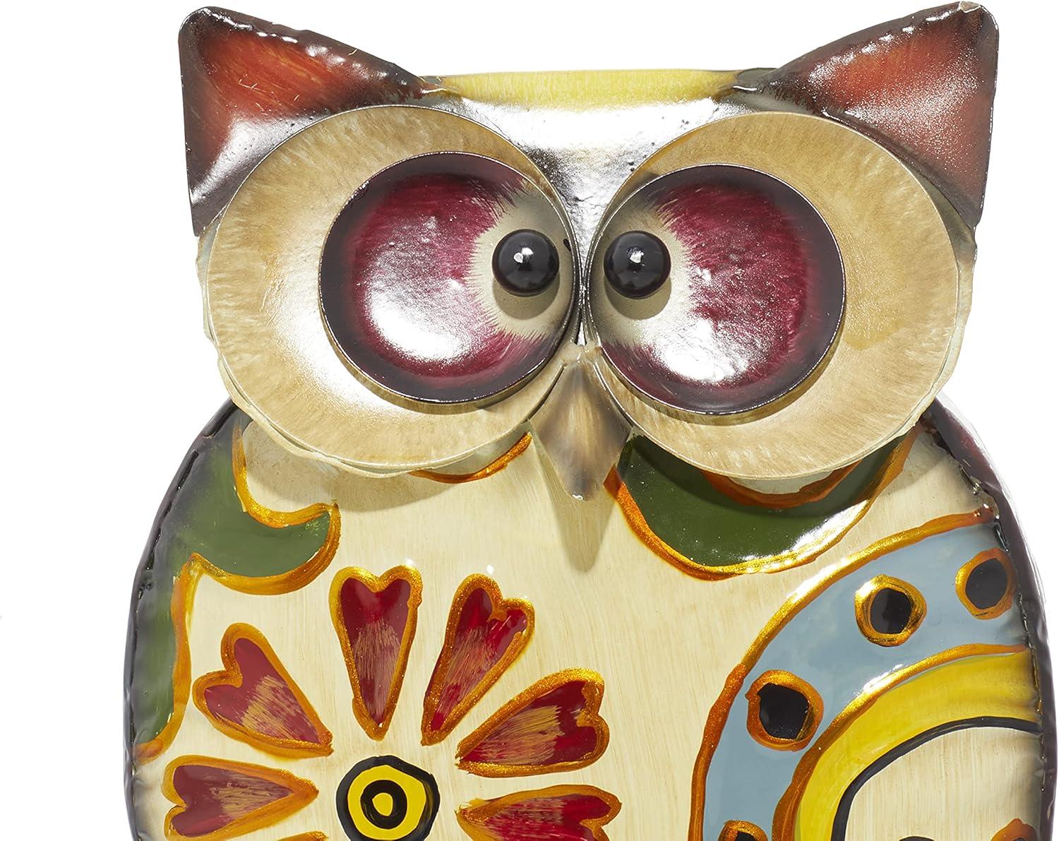 DecMode 11" Indoor Outdoor Owl Garden Sculpture with Floral Pattern