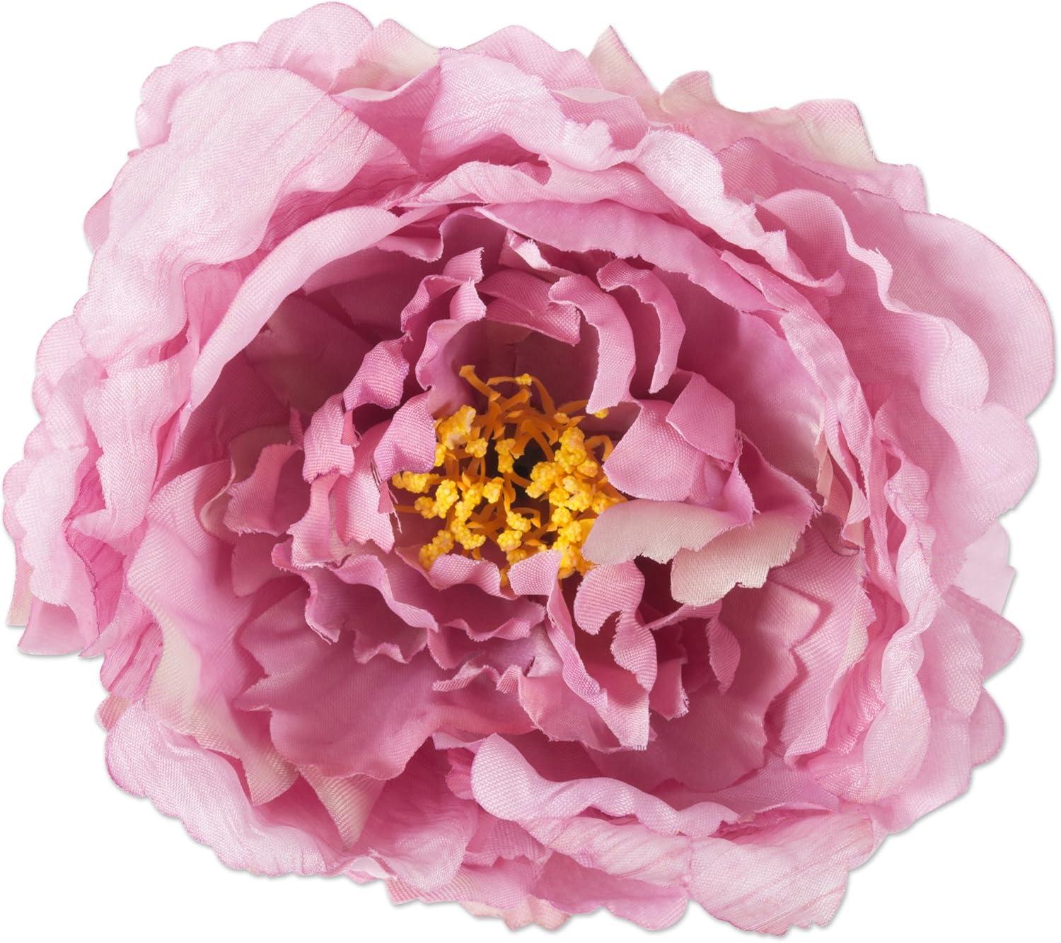 E-Living Store Polyester Fabric Peony Flower Napkin Rings in Pink (Set of 4)