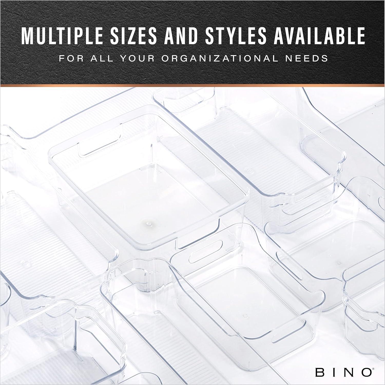 BINO | Plastic Storage Bins, X-Small - 5 Pack|THE LUCID COLLECTION | Multi-Use Organizer Bins | Built-In Handles | BPA-Free | Clear Storage Containers | Fridge Organizer | Pantry & Home Organization