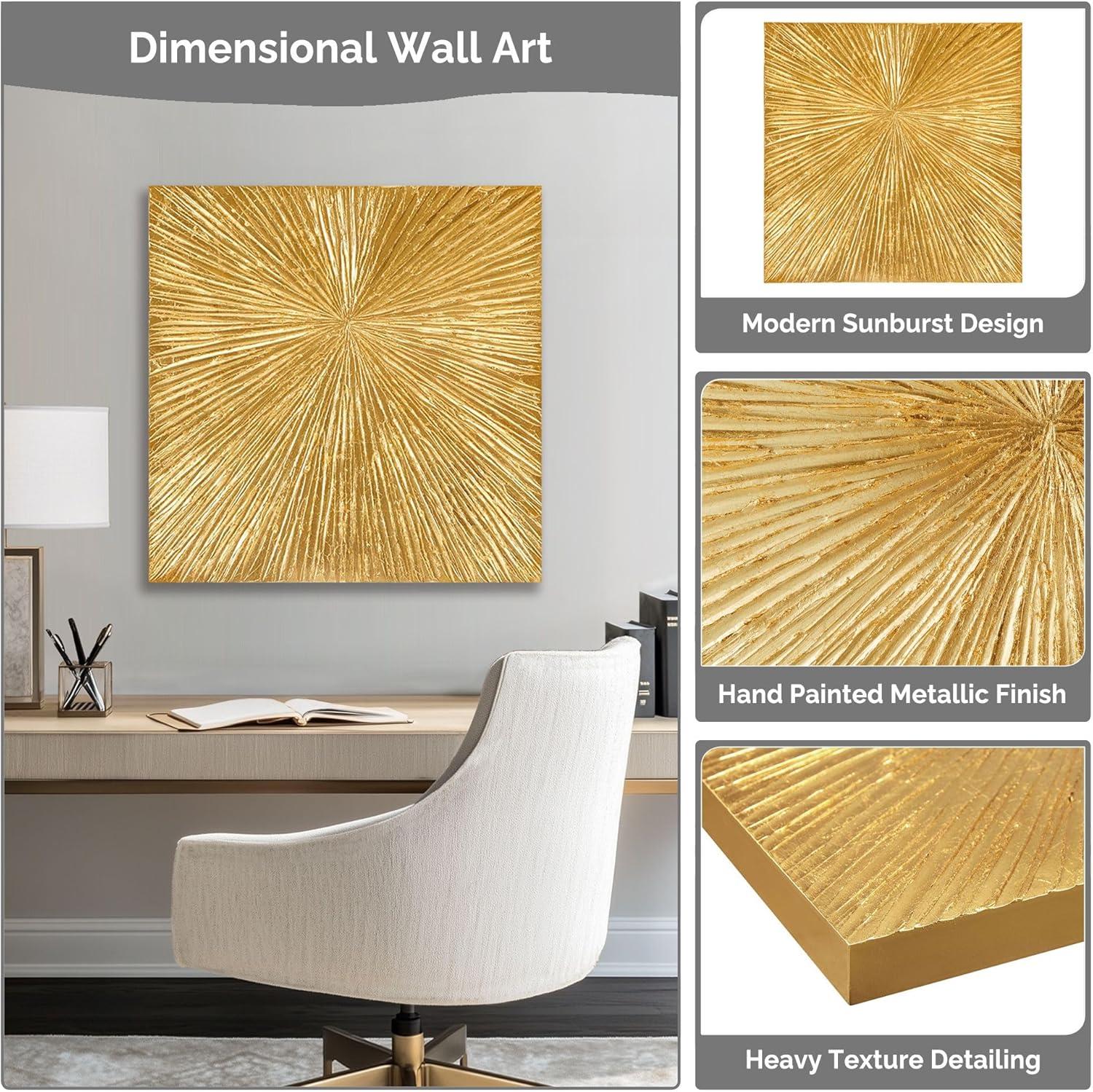 Madison Park Signature Sunburst 3-Piece Hand-Painted Resin Wall Art