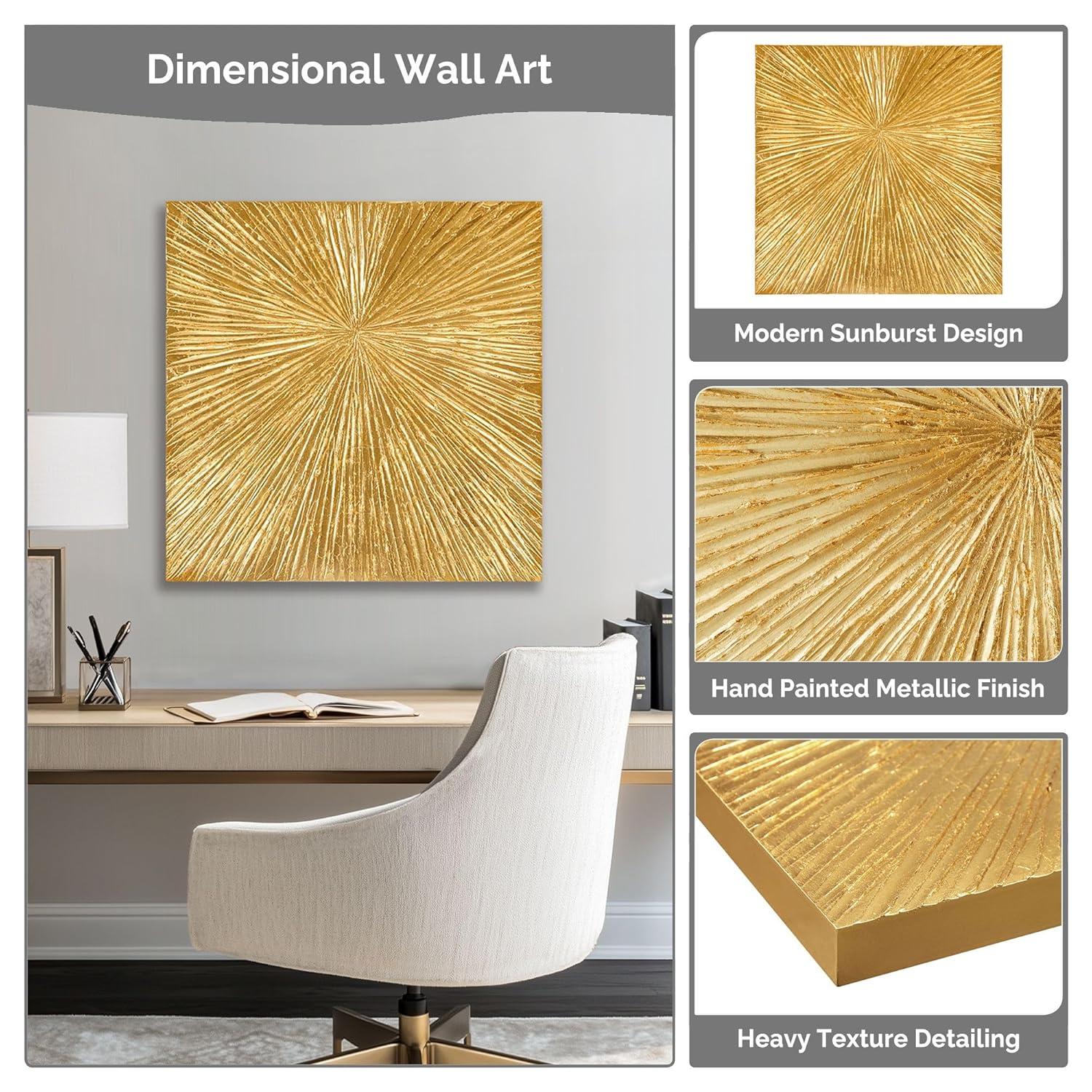 Madison Park Signature Sunburst 3-Piece Hand-Painted Resin Wall Art