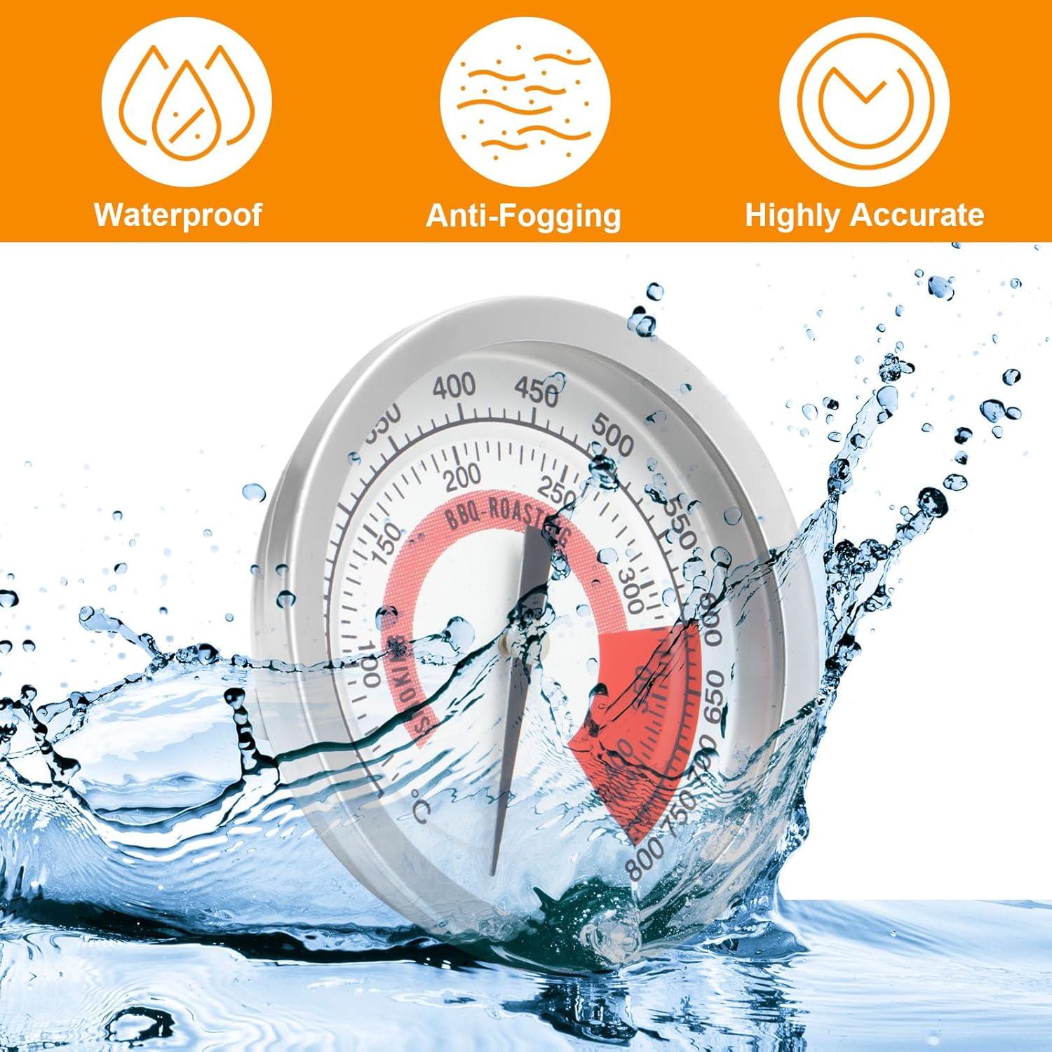BBQ Grill Thermometer Heat Indicator Replacement Parts for Kitchenaid 720-0787D, 720-0819, 720-0745, 720-0733A, 720-0745B, 720-0826 - Compatible Barbeque Temperature Gauge Thermostat
